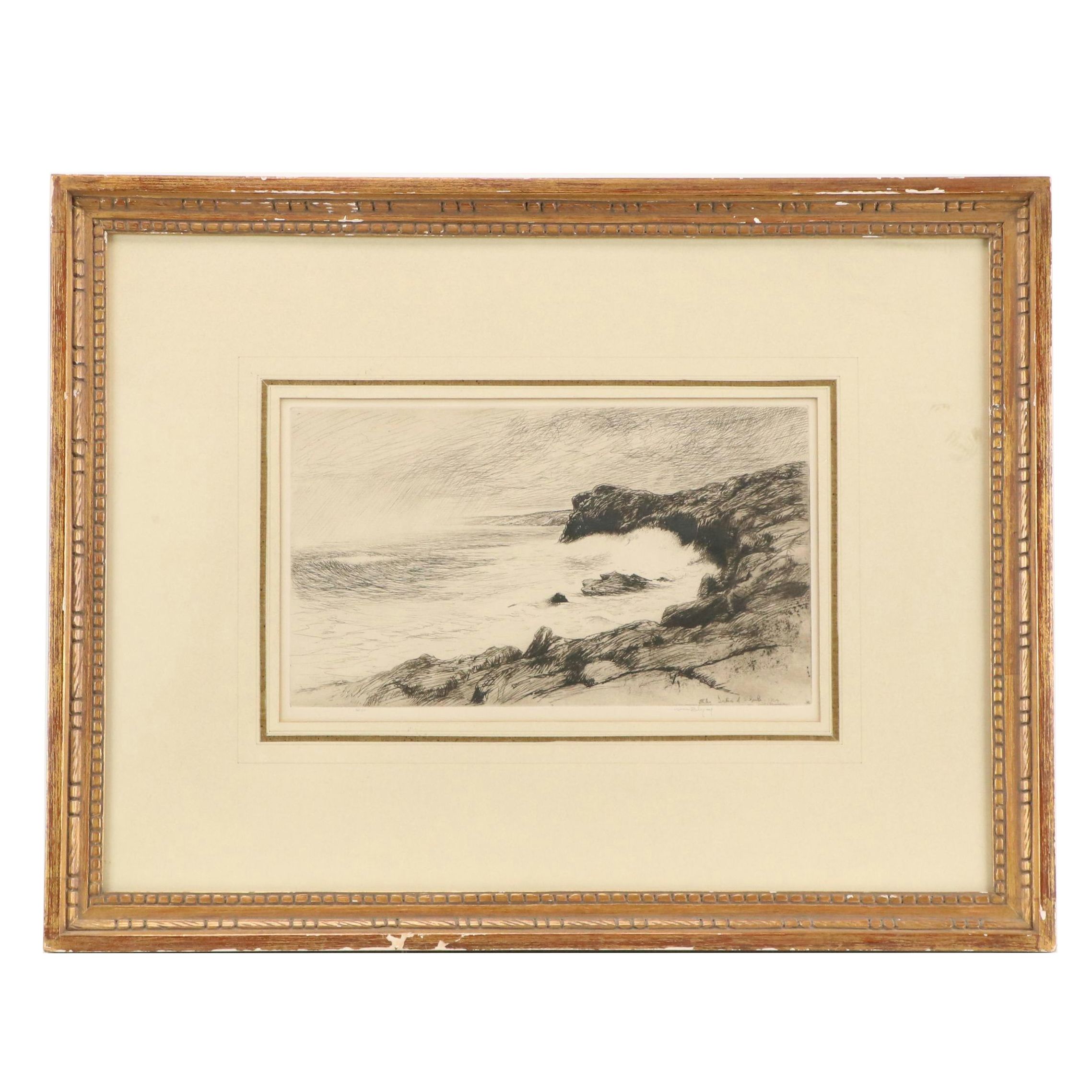 Kerr Eby Etching "Isle of Shoals," Circa 1931