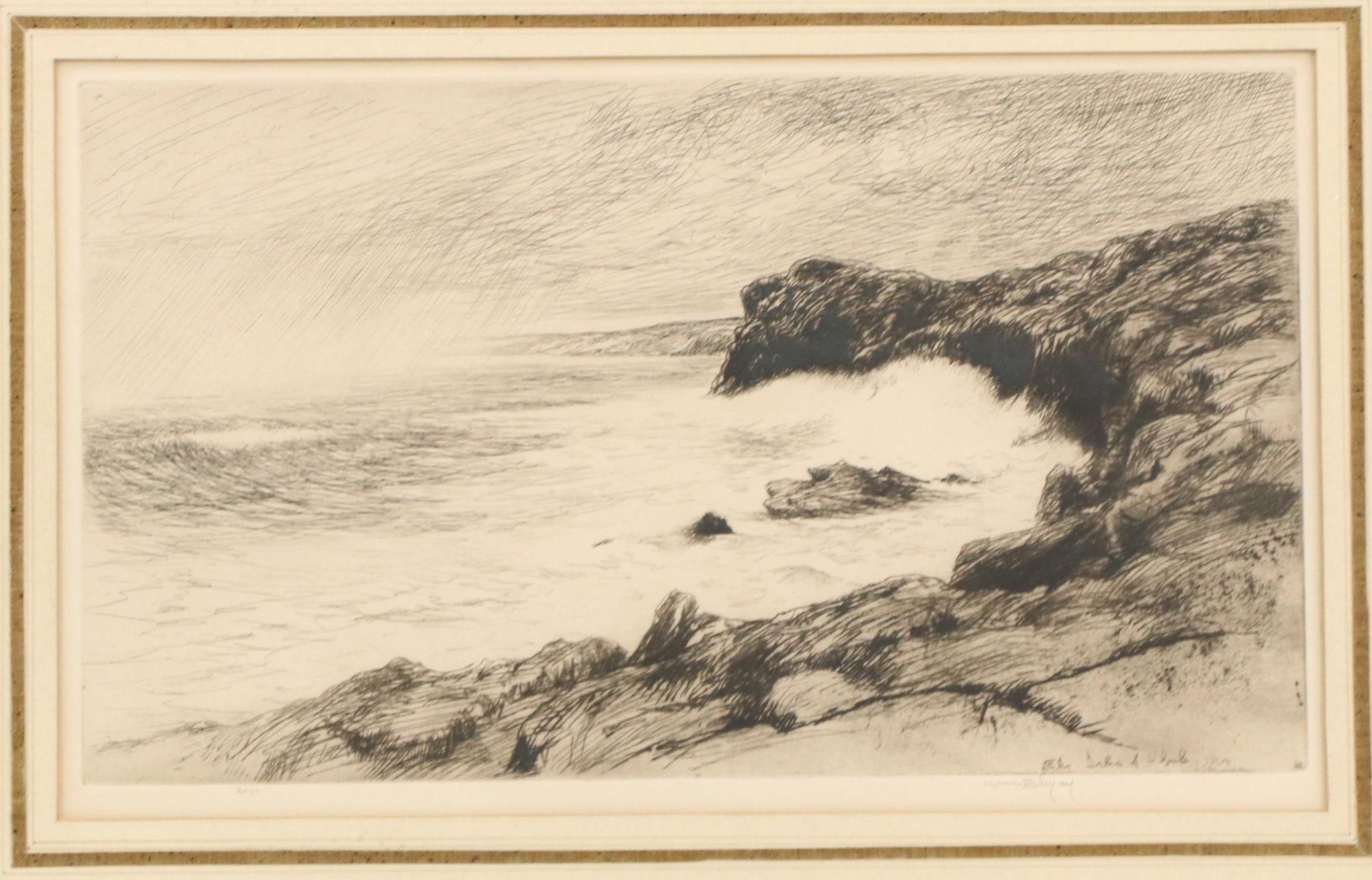 Kerr Eby Etching "Isle of Shoals," Circa 1931