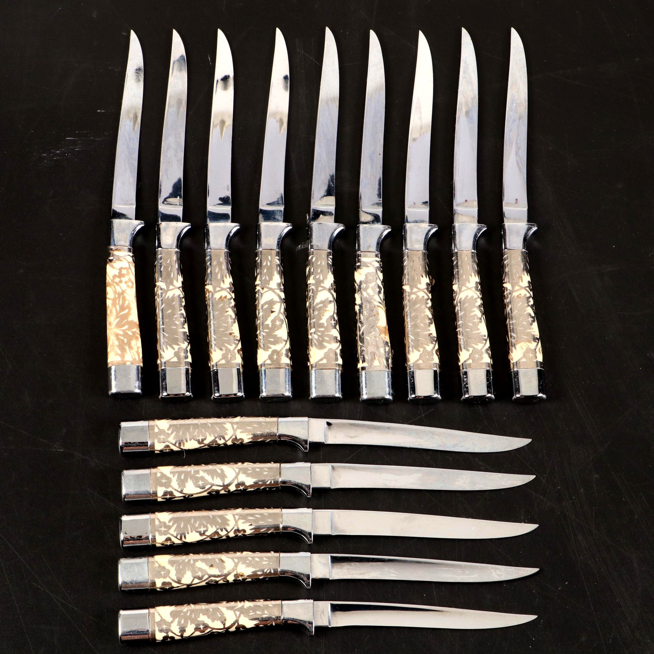 Carvel Hall by Briddell "Classic Cream" Silver Overlay Steak Knives