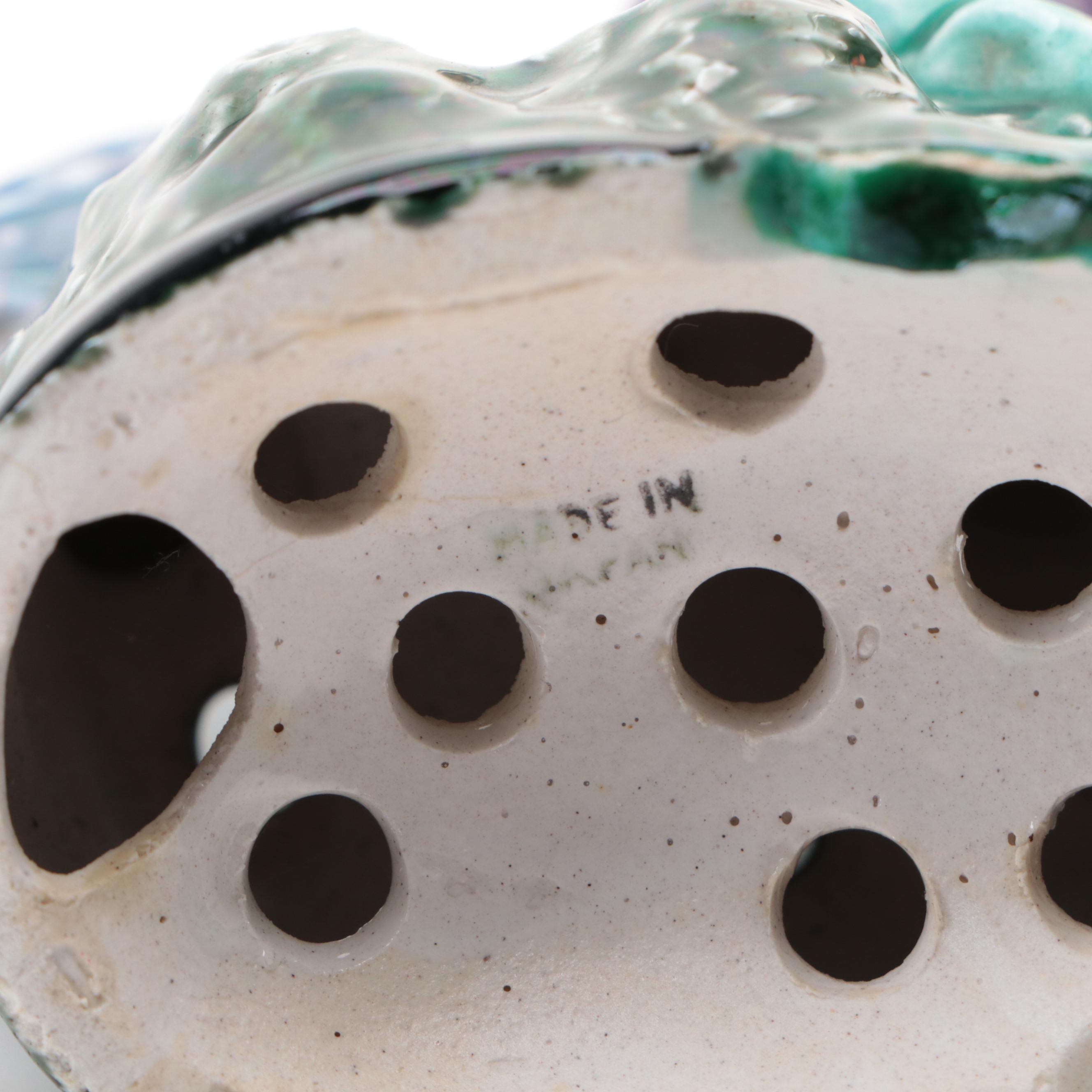 Glazed Ceramic Tropical Bird Planter with Ceramic Flower Frog and More