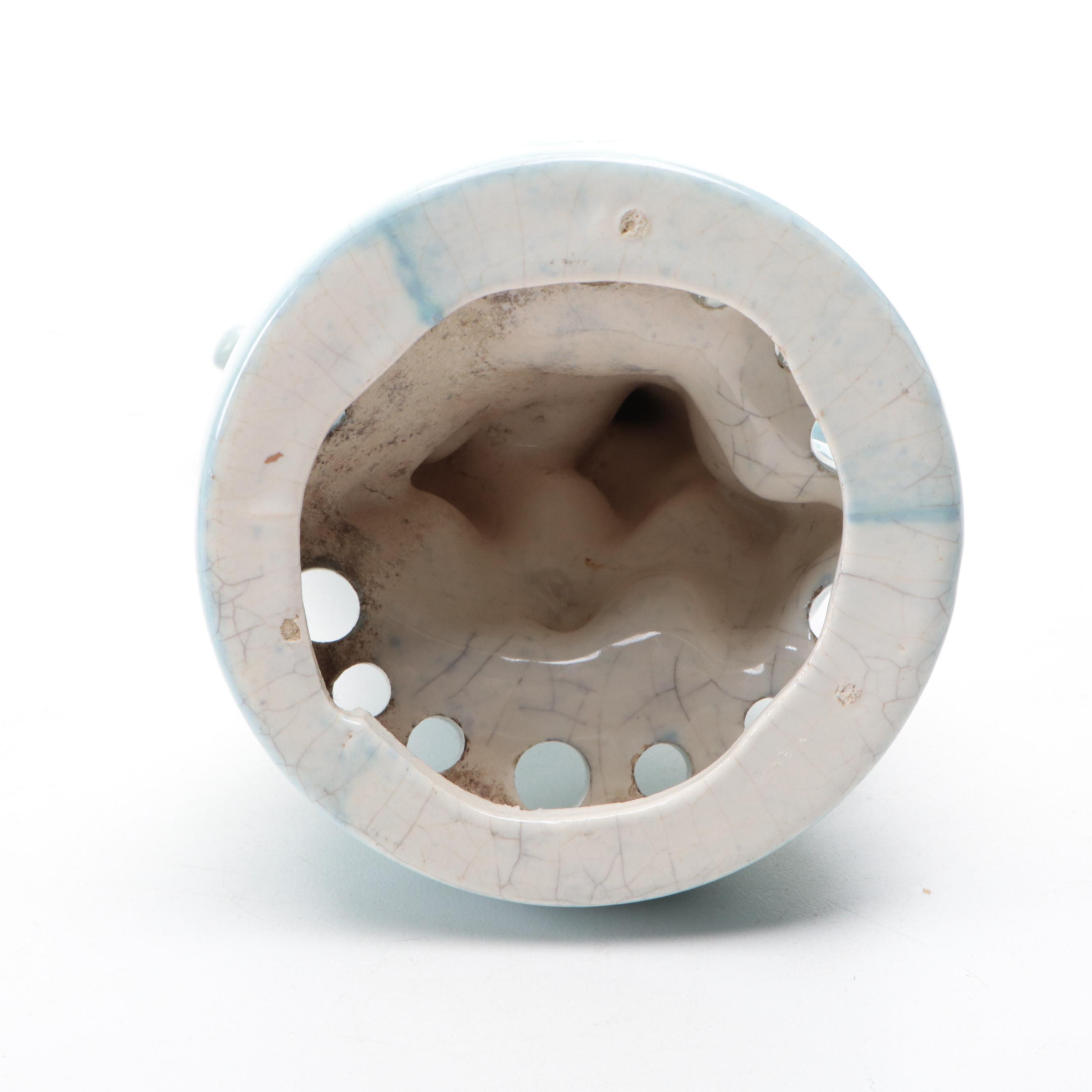 Glazed Ceramic Tropical Bird Planter with Ceramic Flower Frog and More