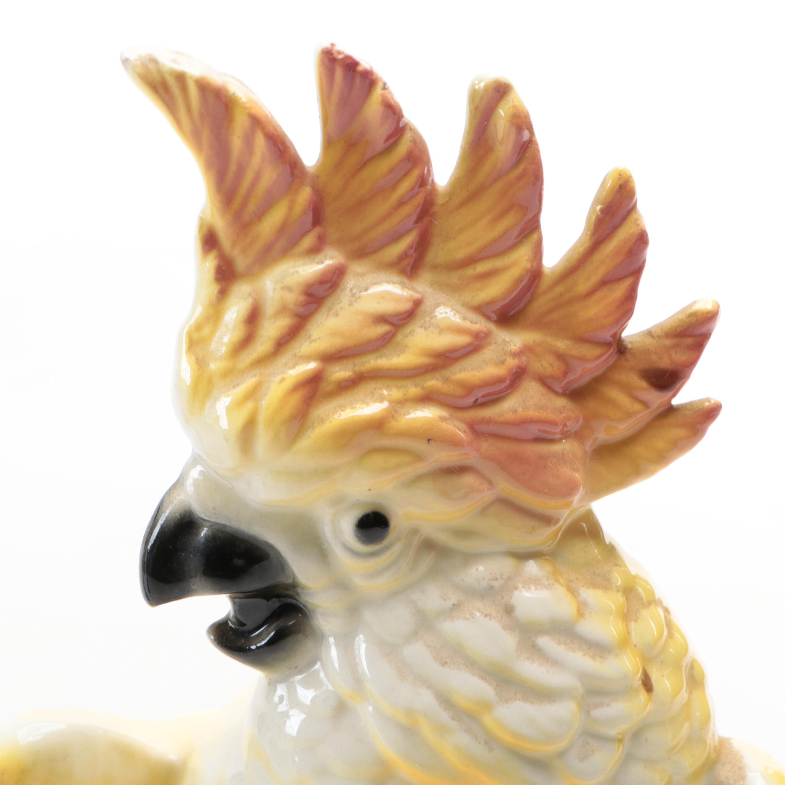 Glazed Ceramic Tropical Bird Planter with Ceramic Flower Frog and More