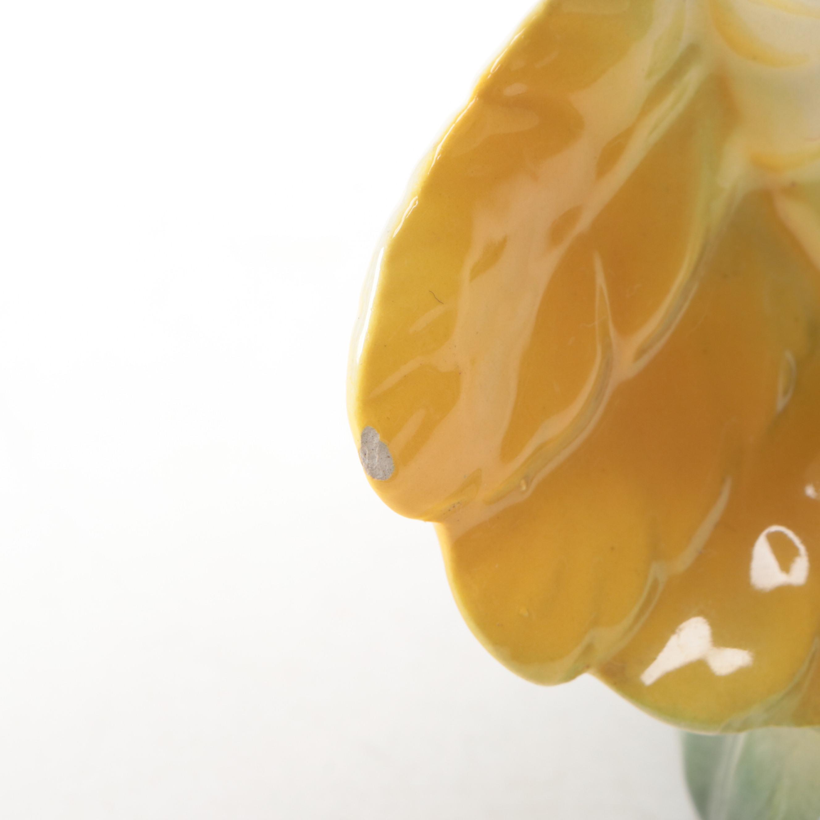 Glazed Ceramic Tropical Bird Planter with Ceramic Flower Frog and More