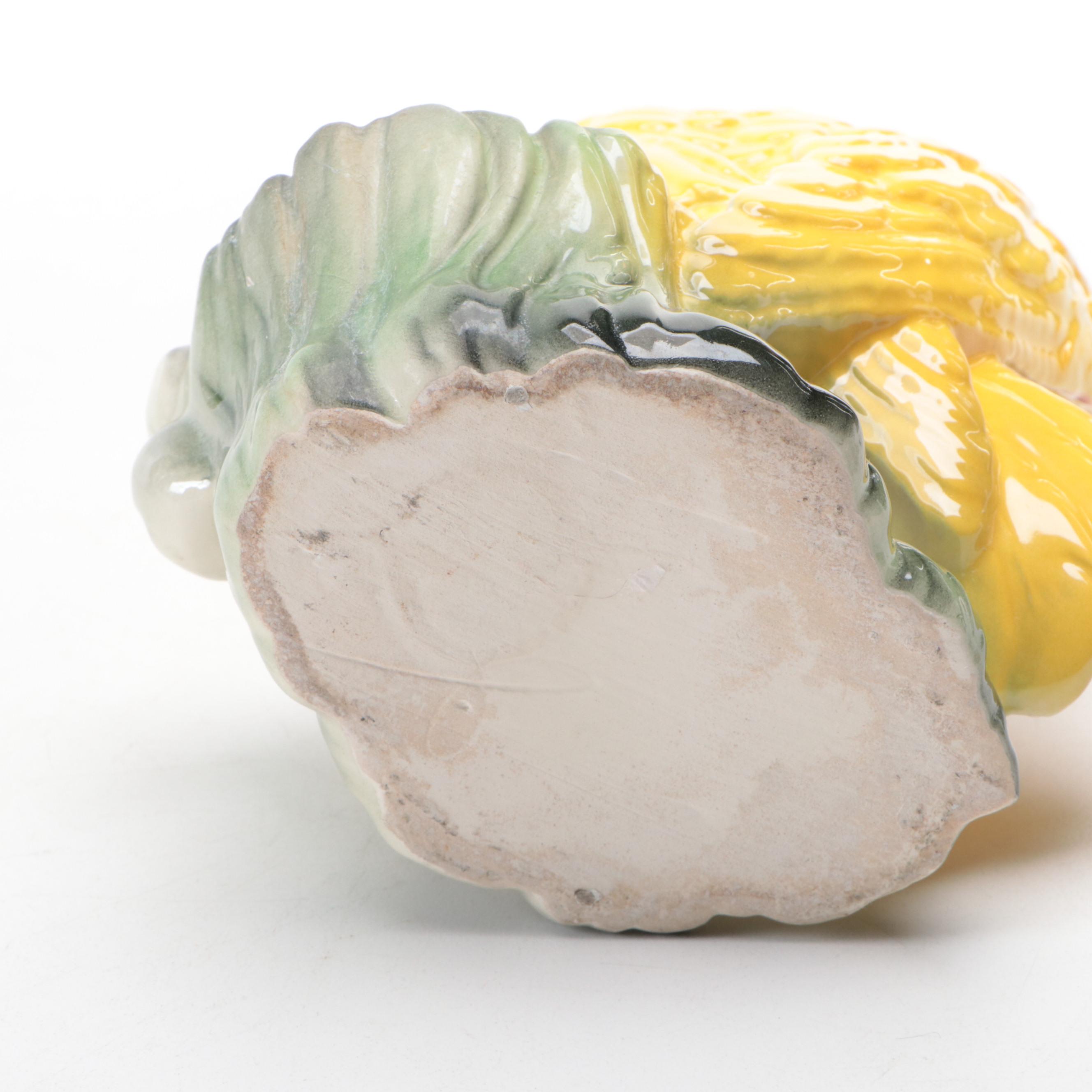 Glazed Ceramic Tropical Bird Planter with Ceramic Flower Frog and More