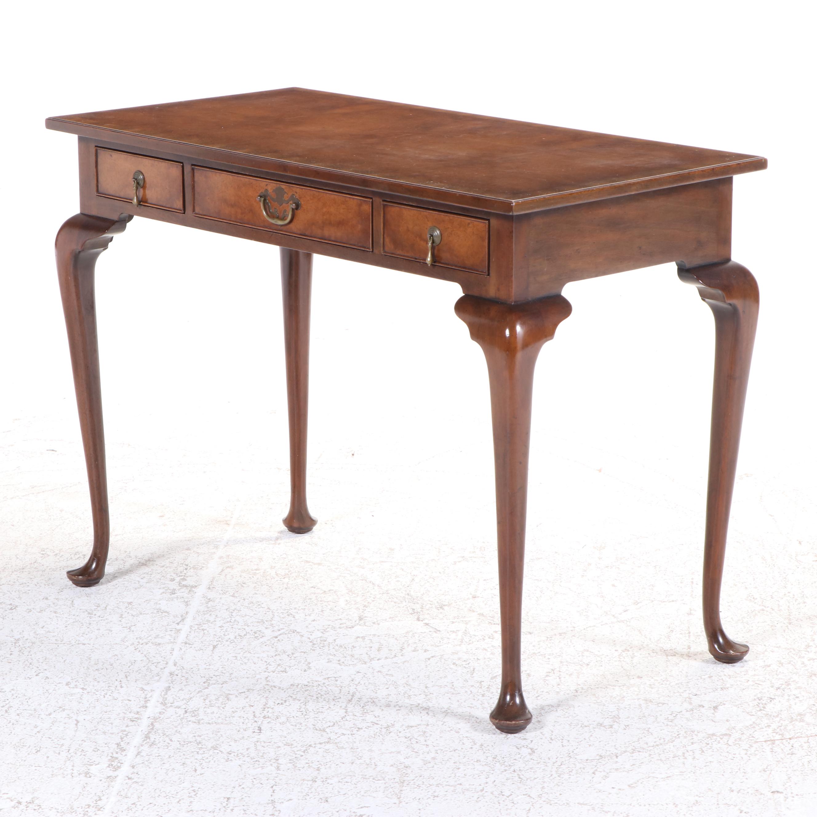 Kittinger Queen Anne Burled Walnut Writing Desk with Chair, Mid-20th Century