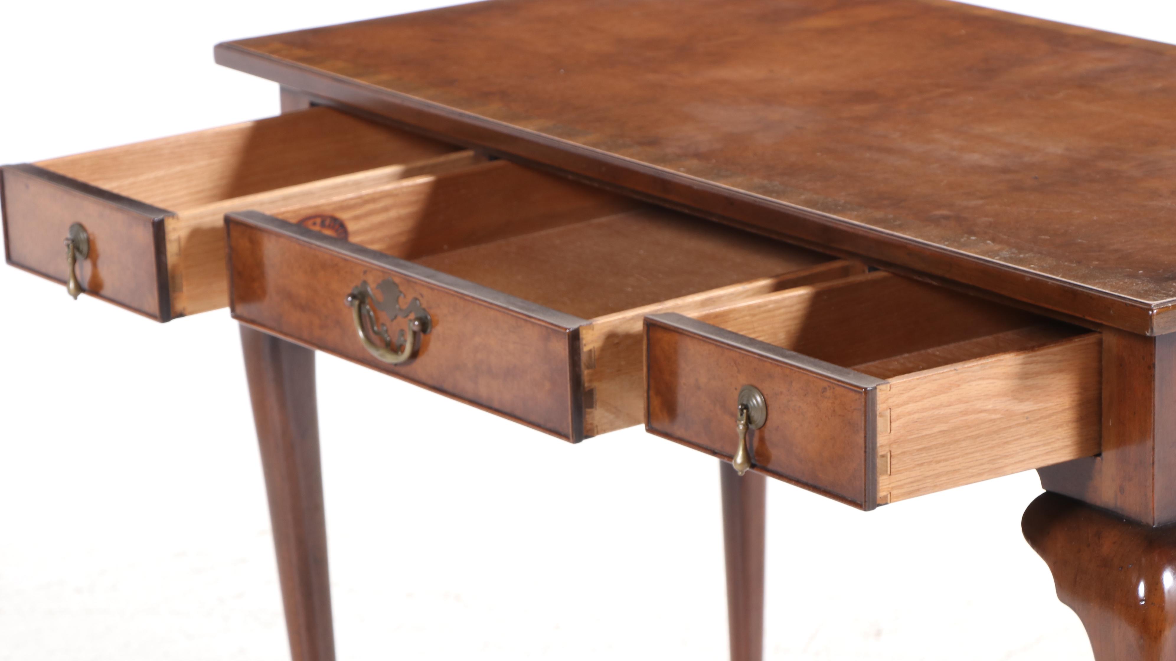 Kittinger Queen Anne Burled Walnut Writing Desk with Chair, Mid-20th Century