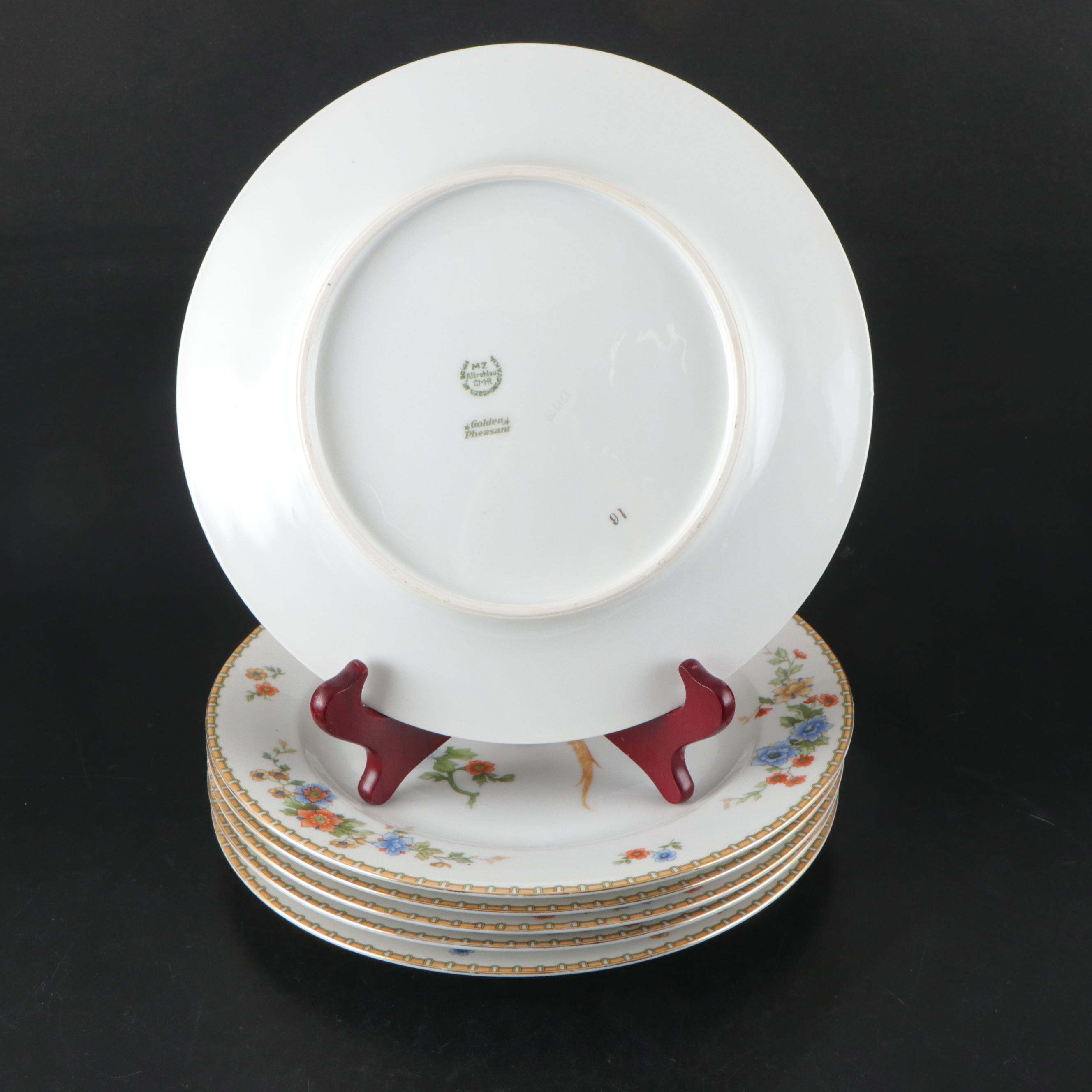 Altrohlau "Golden Pheasant" Porcelain Dinnerware, Early 20th Century