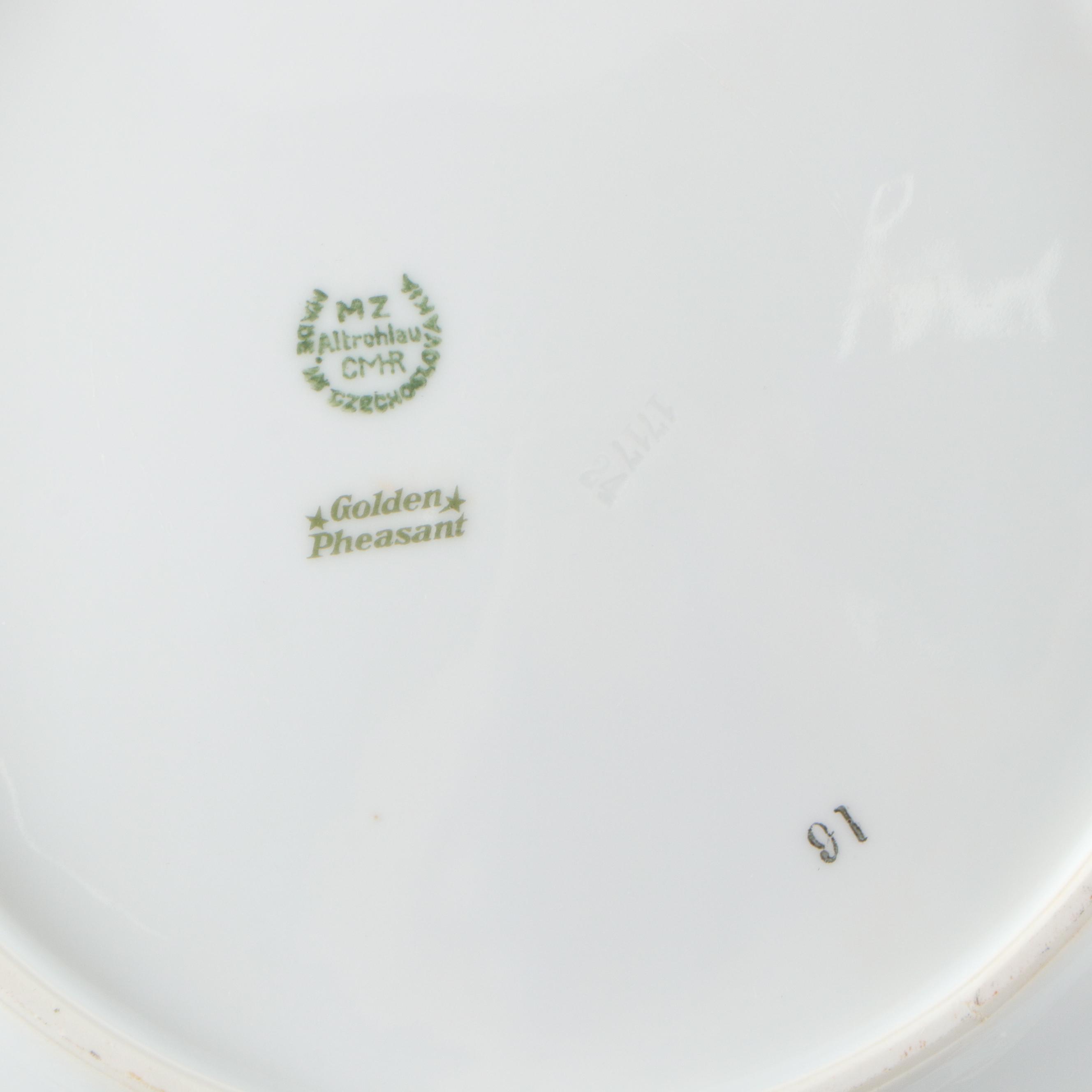 Altrohlau "Golden Pheasant" Porcelain Dinnerware, Early 20th Century