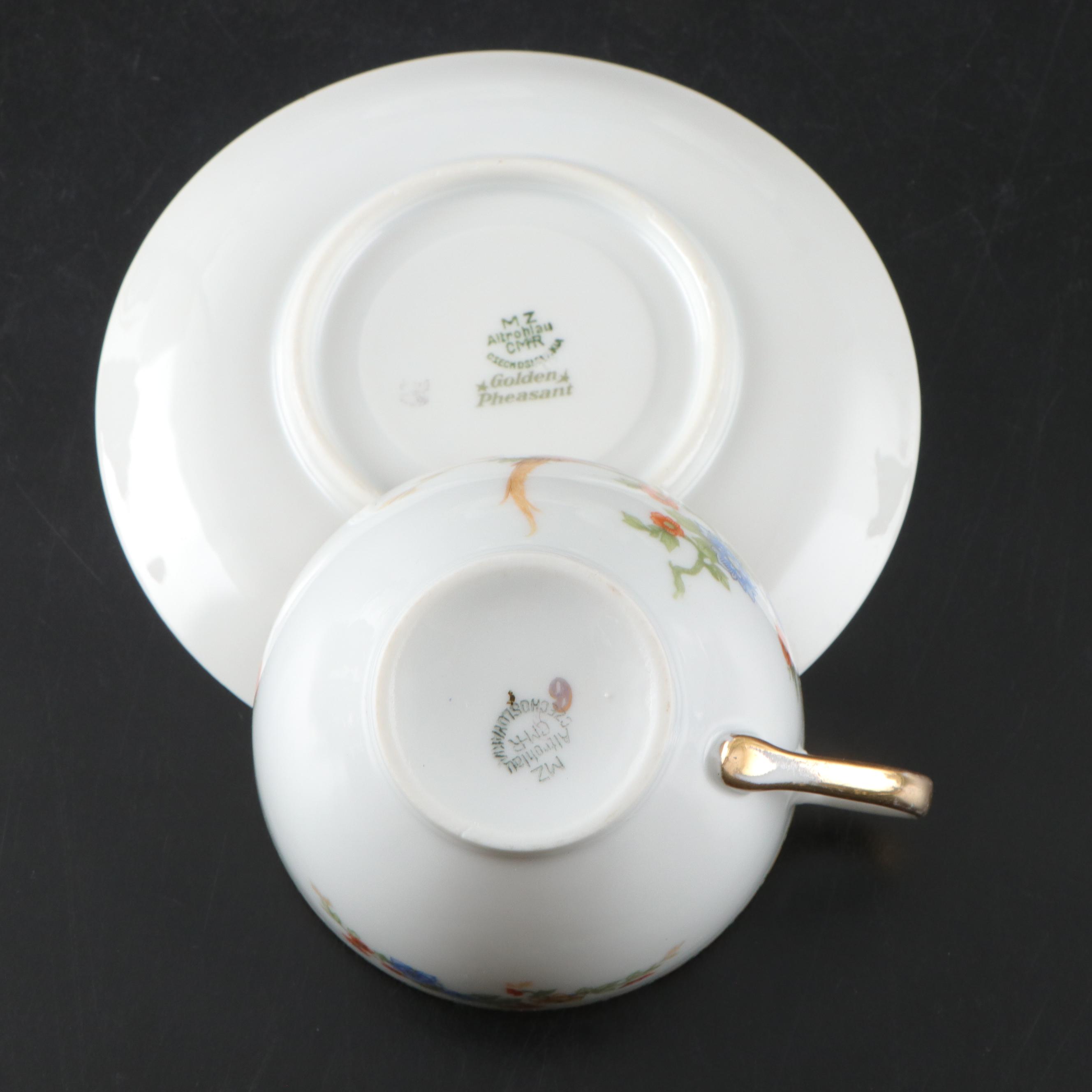 Altrohlau "Golden Pheasant" Porcelain Dinnerware, Early 20th Century