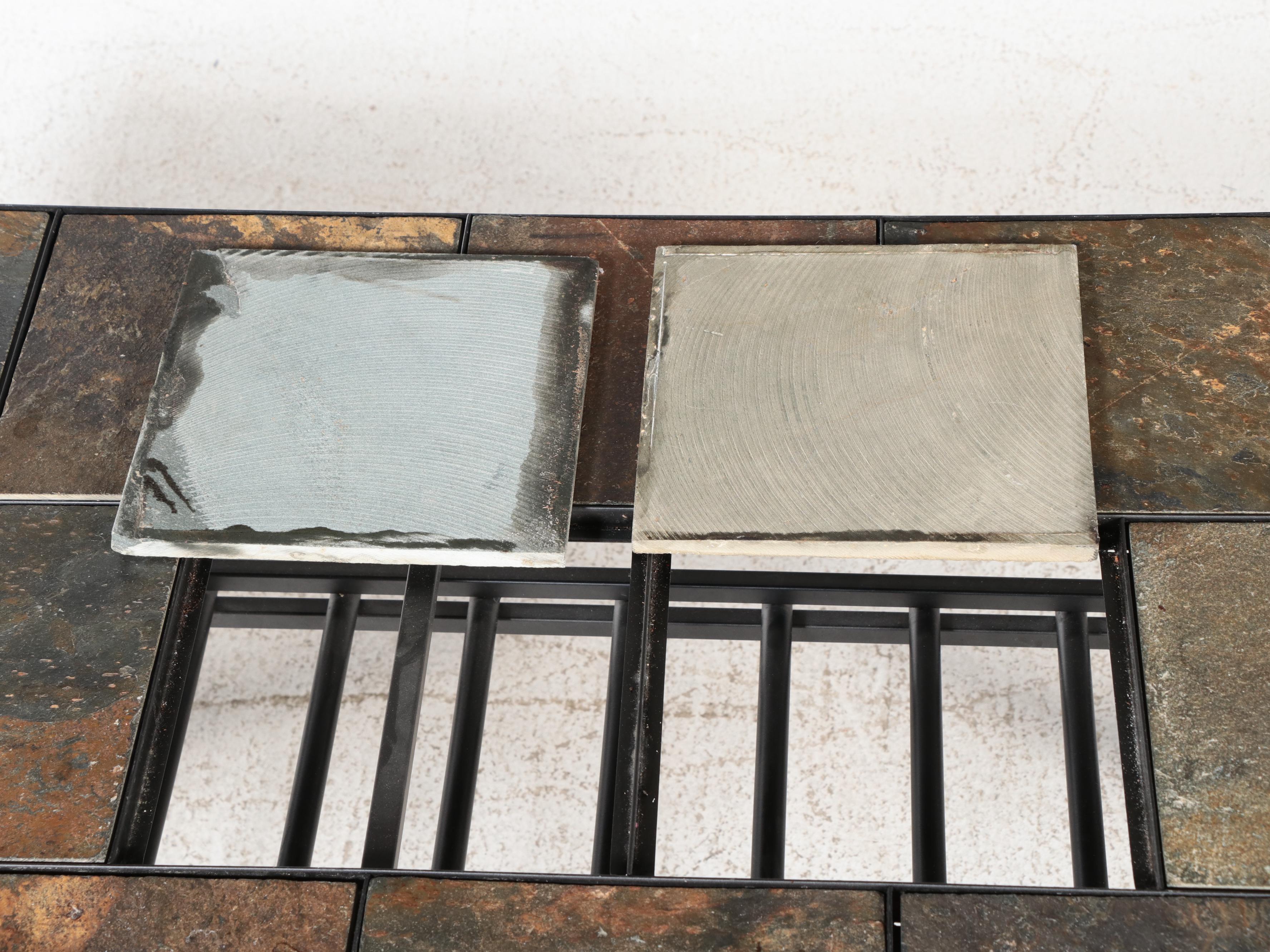 Contemporary Metal and Tile Patio Coffee Table