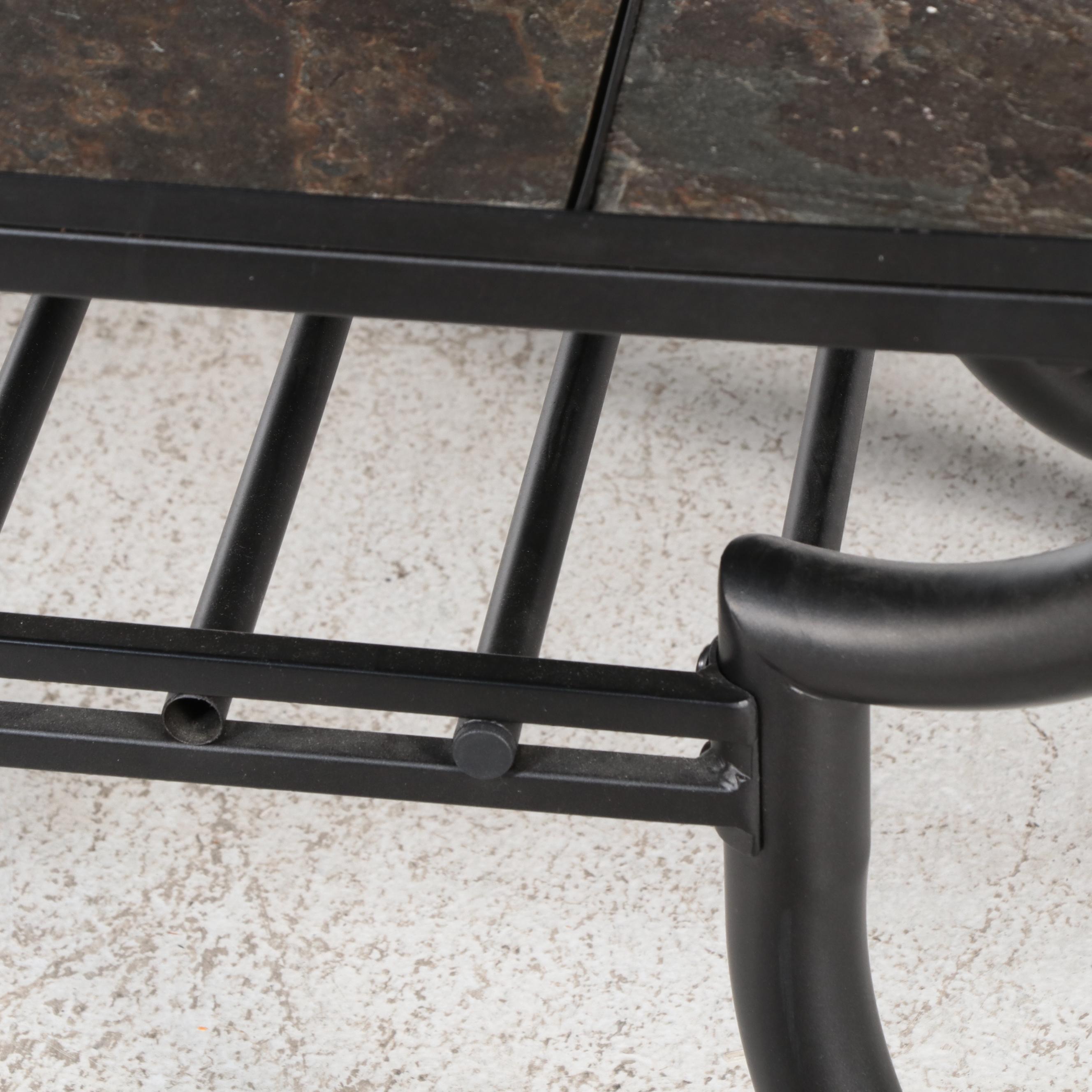 Contemporary Metal and Tile Patio Coffee Table