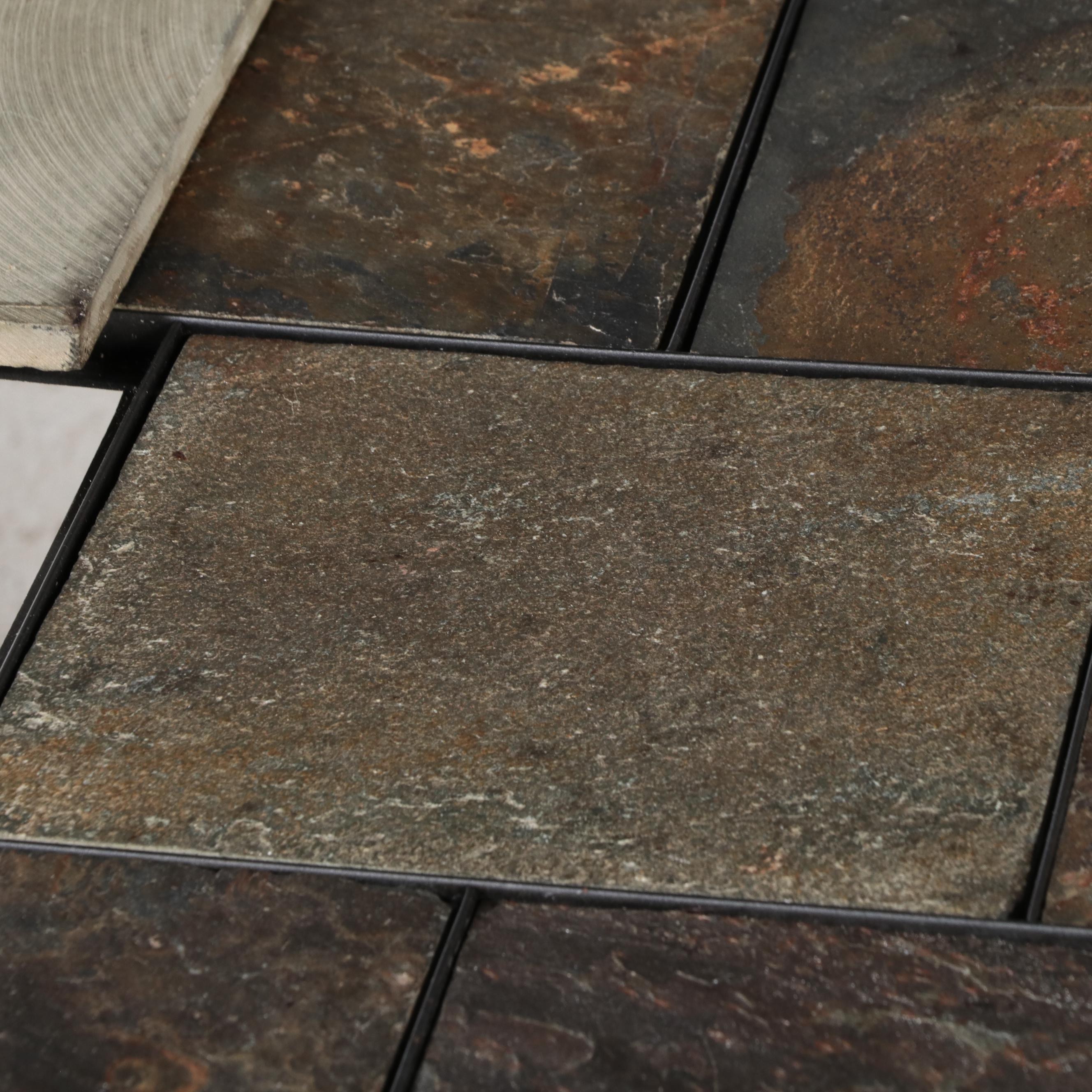 Contemporary Metal and Tile Patio Coffee Table