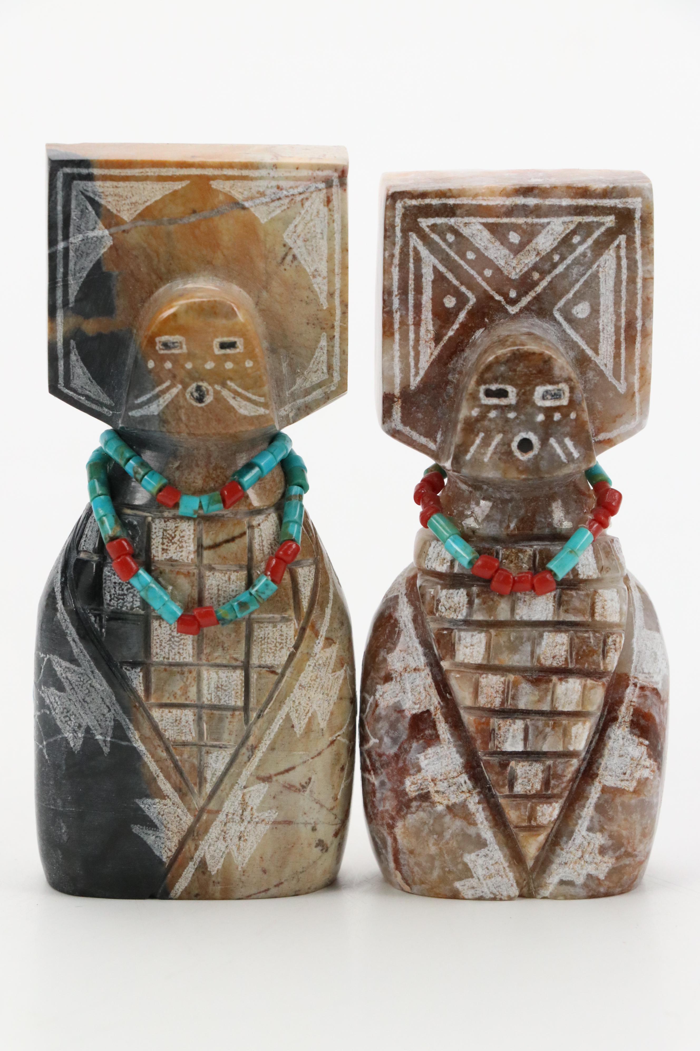 Weahkee Navajo Carved Stone Bear with Zuni Fetish Figures and More