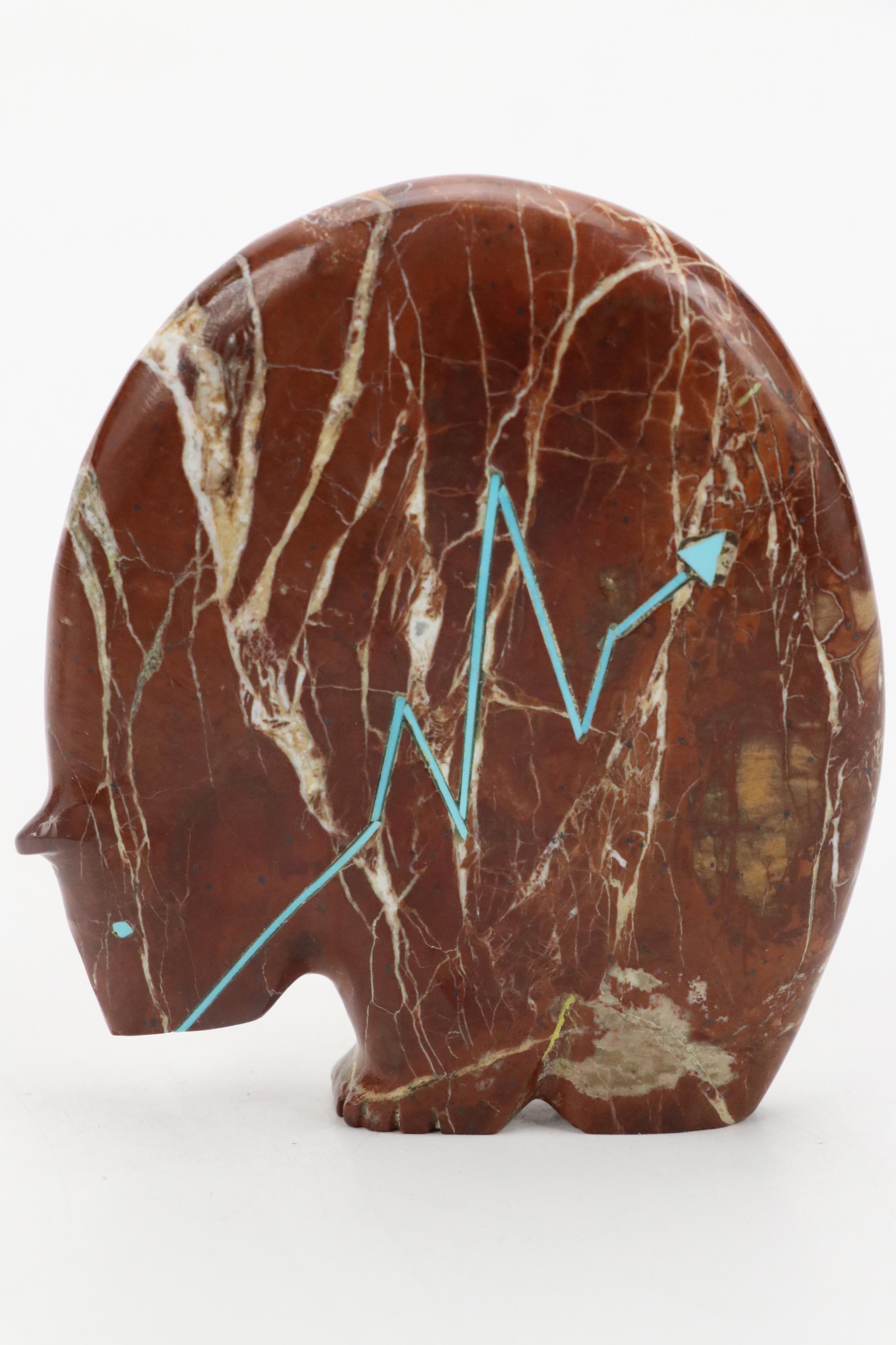 Weahkee Navajo Carved Stone Bear with Zuni Fetish Figures and More