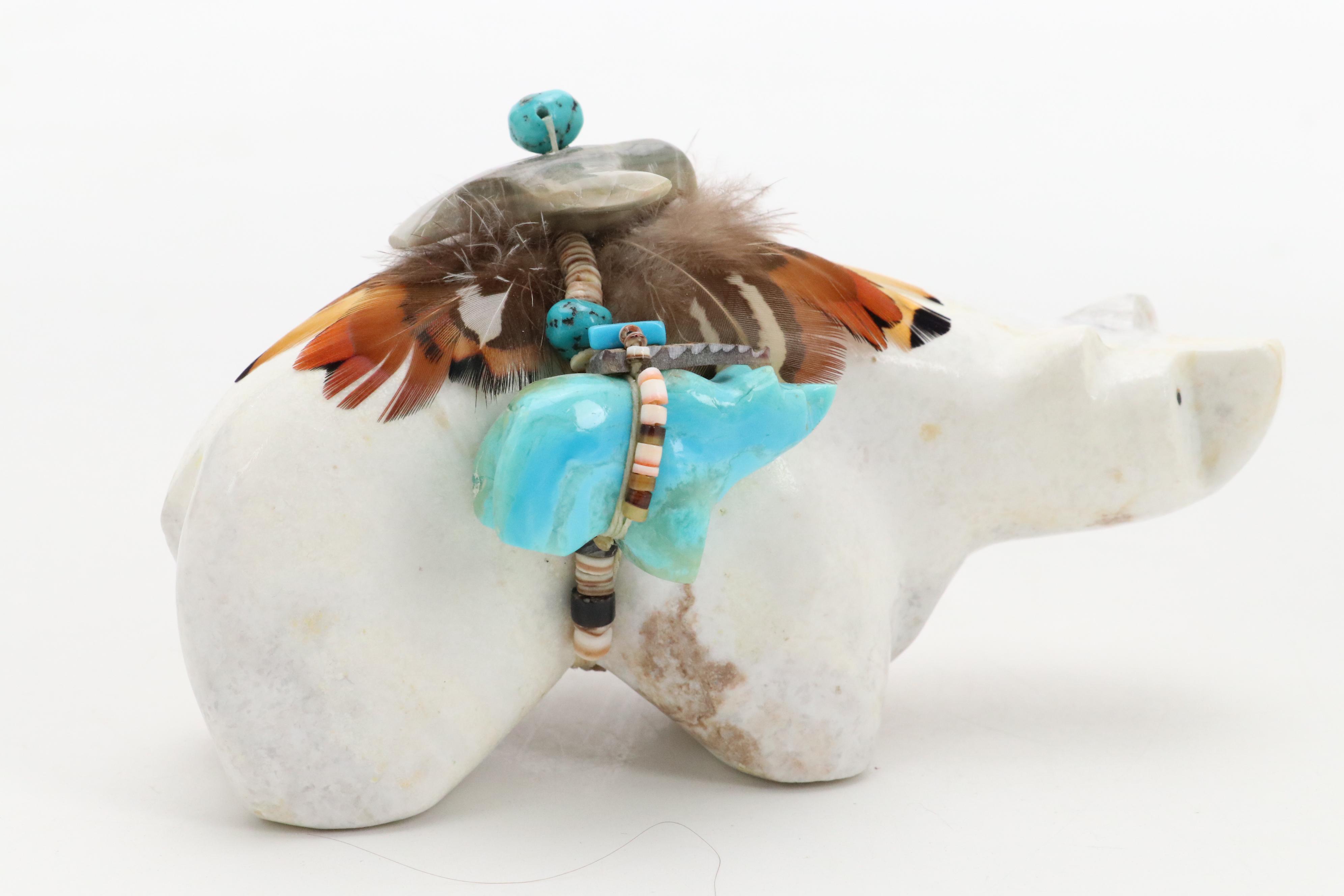 Weahkee Navajo Carved Stone Bear with Zuni Fetish Figures and More