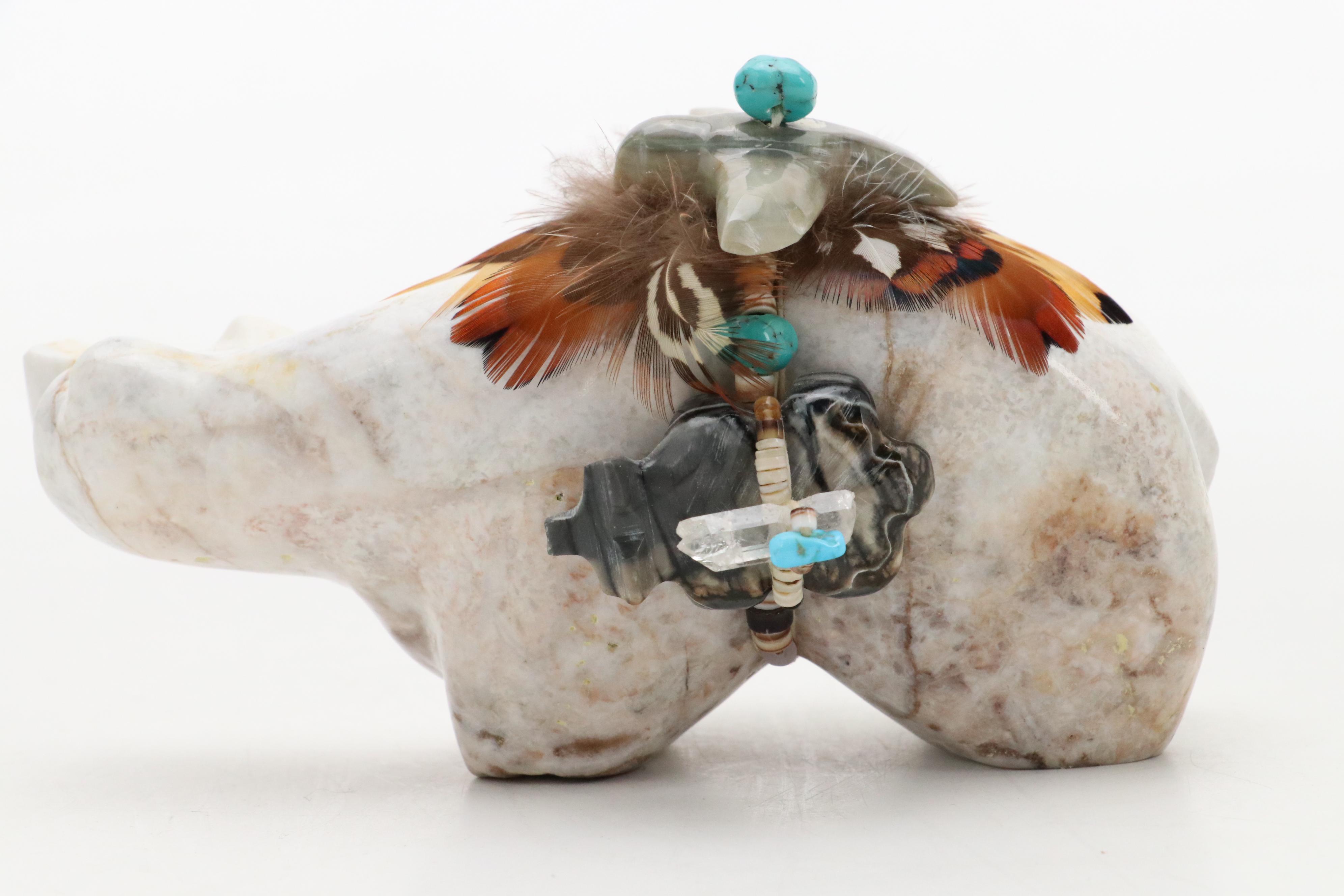 Weahkee Navajo Carved Stone Bear with Zuni Fetish Figures and More