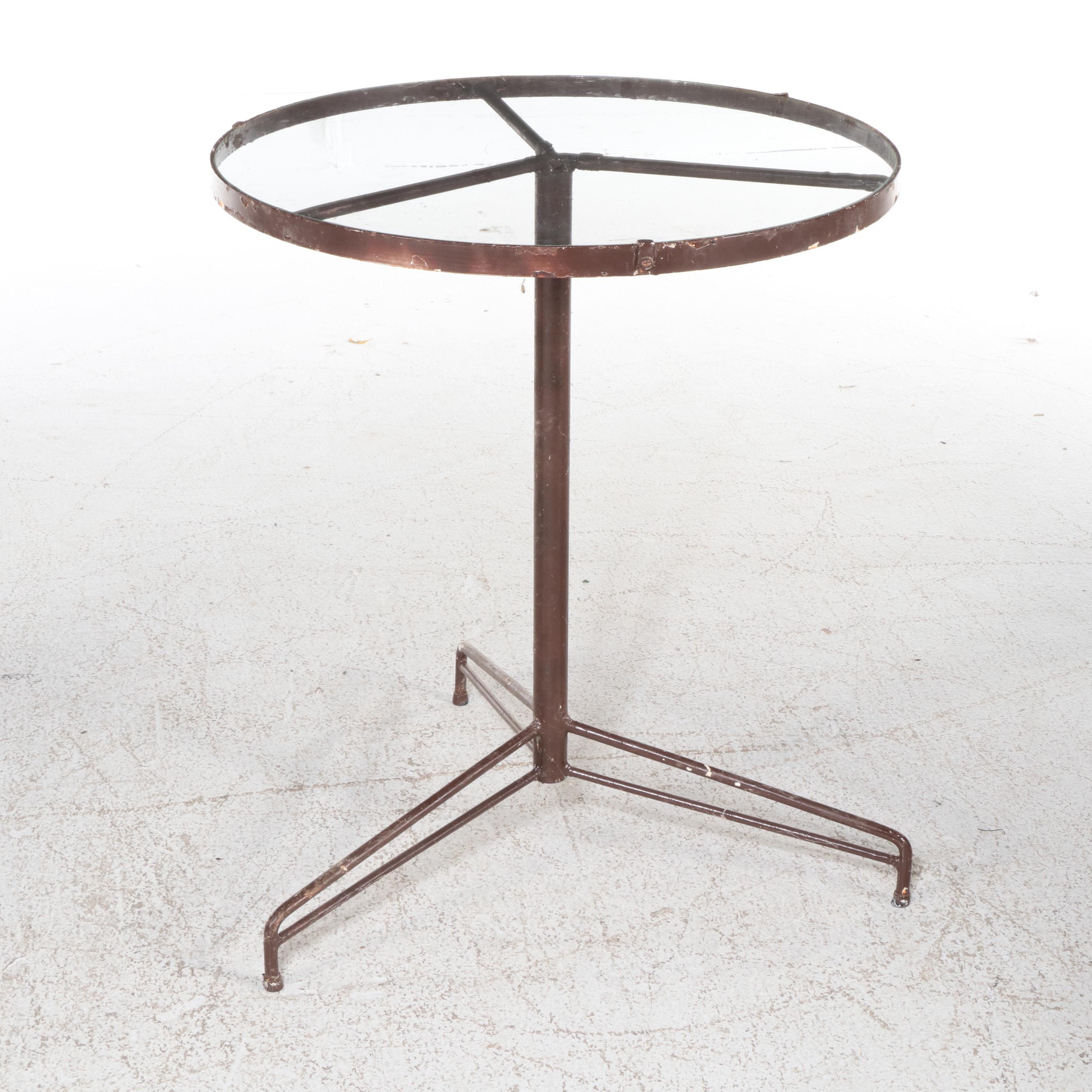 Set of Four Victorian Eastlake Style Walnut Chairs and Metal Glass Top Table