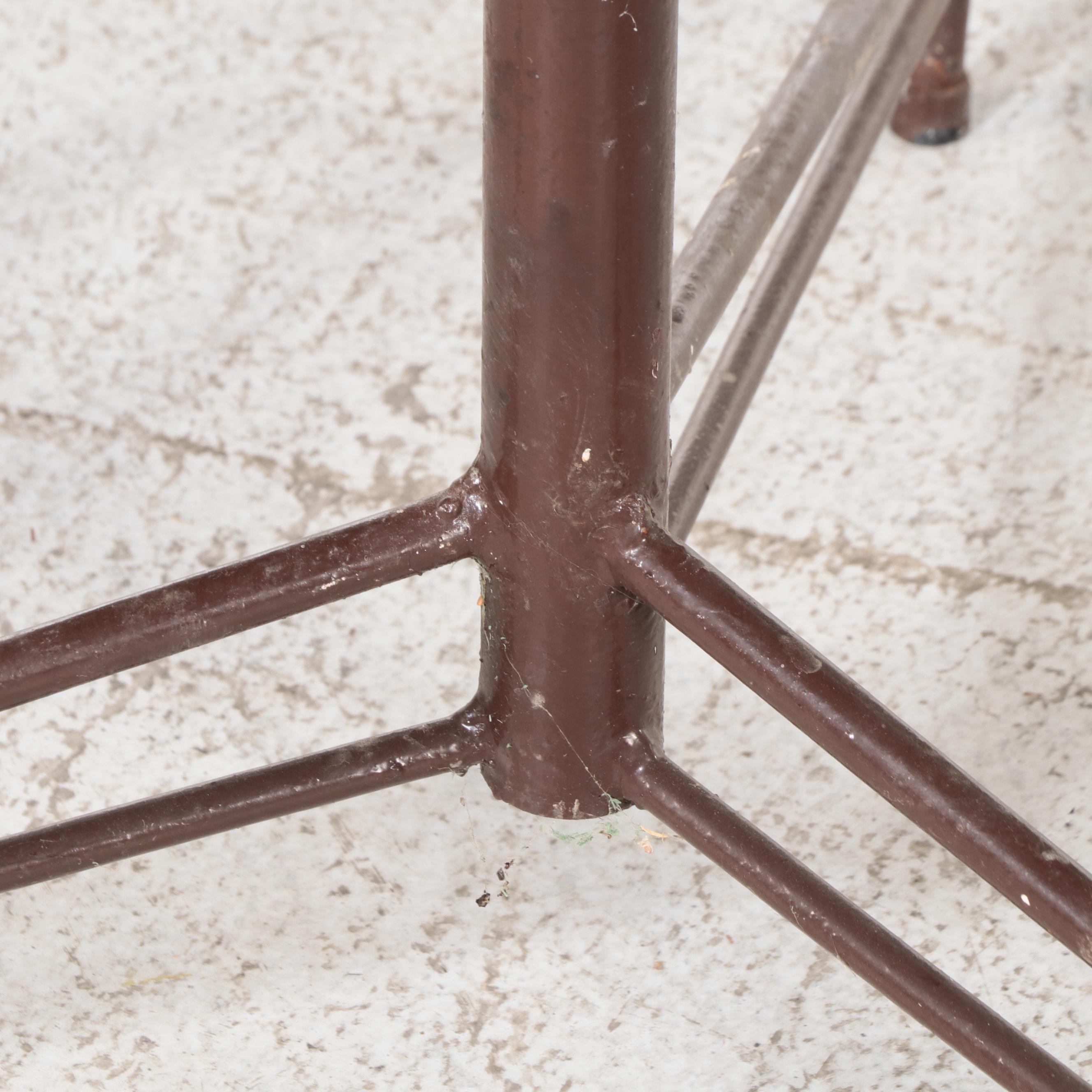 Set of Four Victorian Eastlake Style Walnut Chairs and Metal Glass Top Table