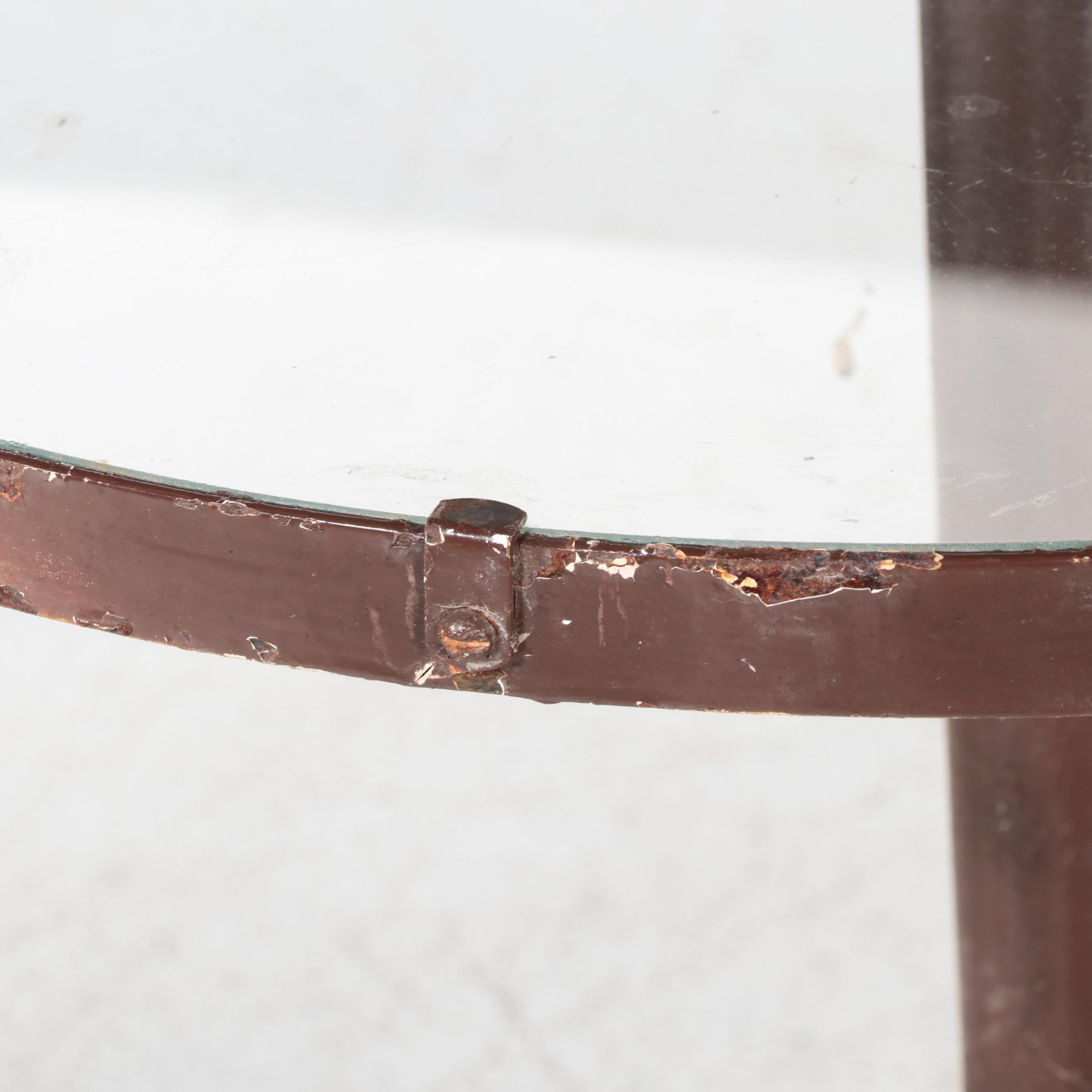 Set of Four Victorian Eastlake Style Walnut Chairs and Metal Glass Top Table