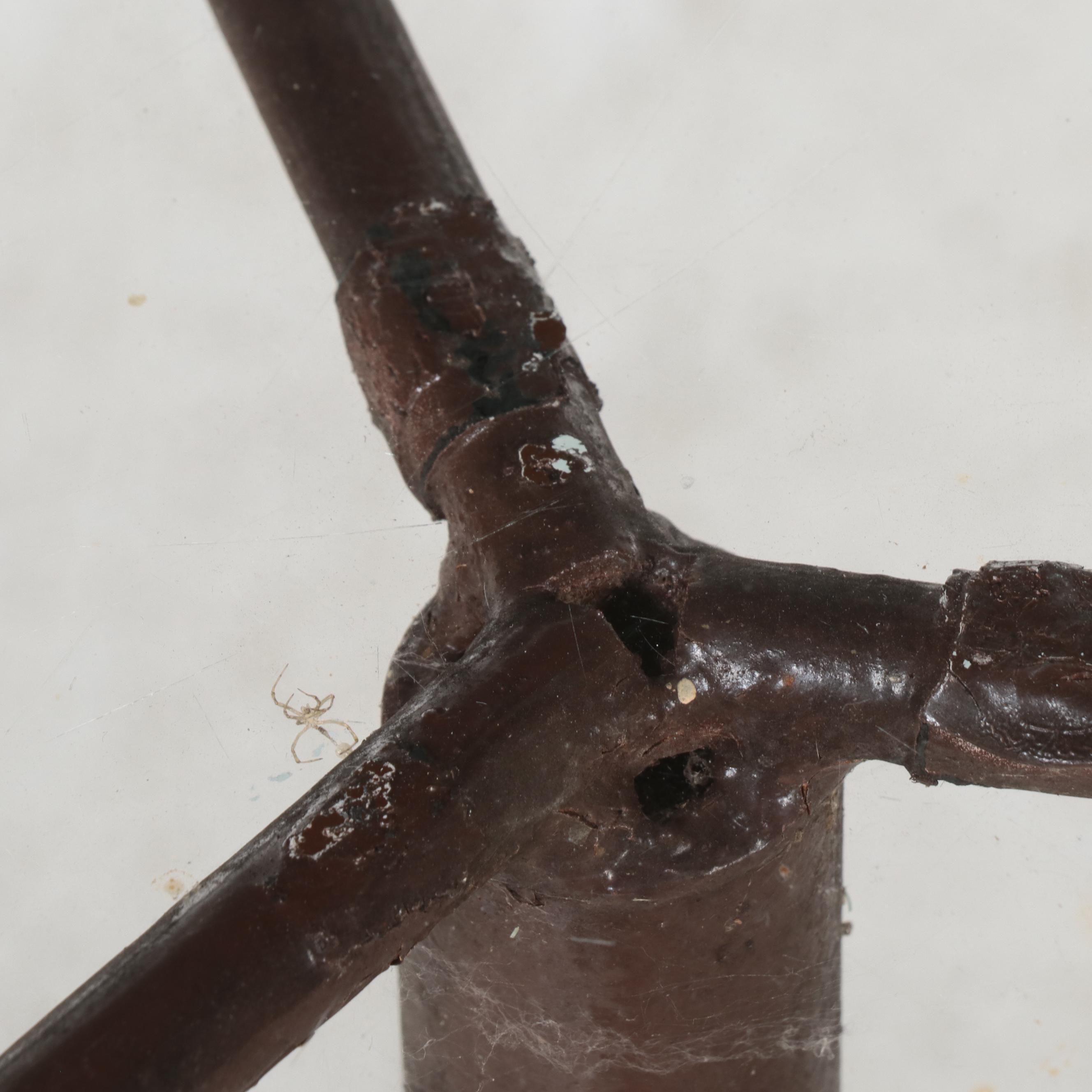 Set of Four Victorian Eastlake Style Walnut Chairs and Metal Glass Top Table