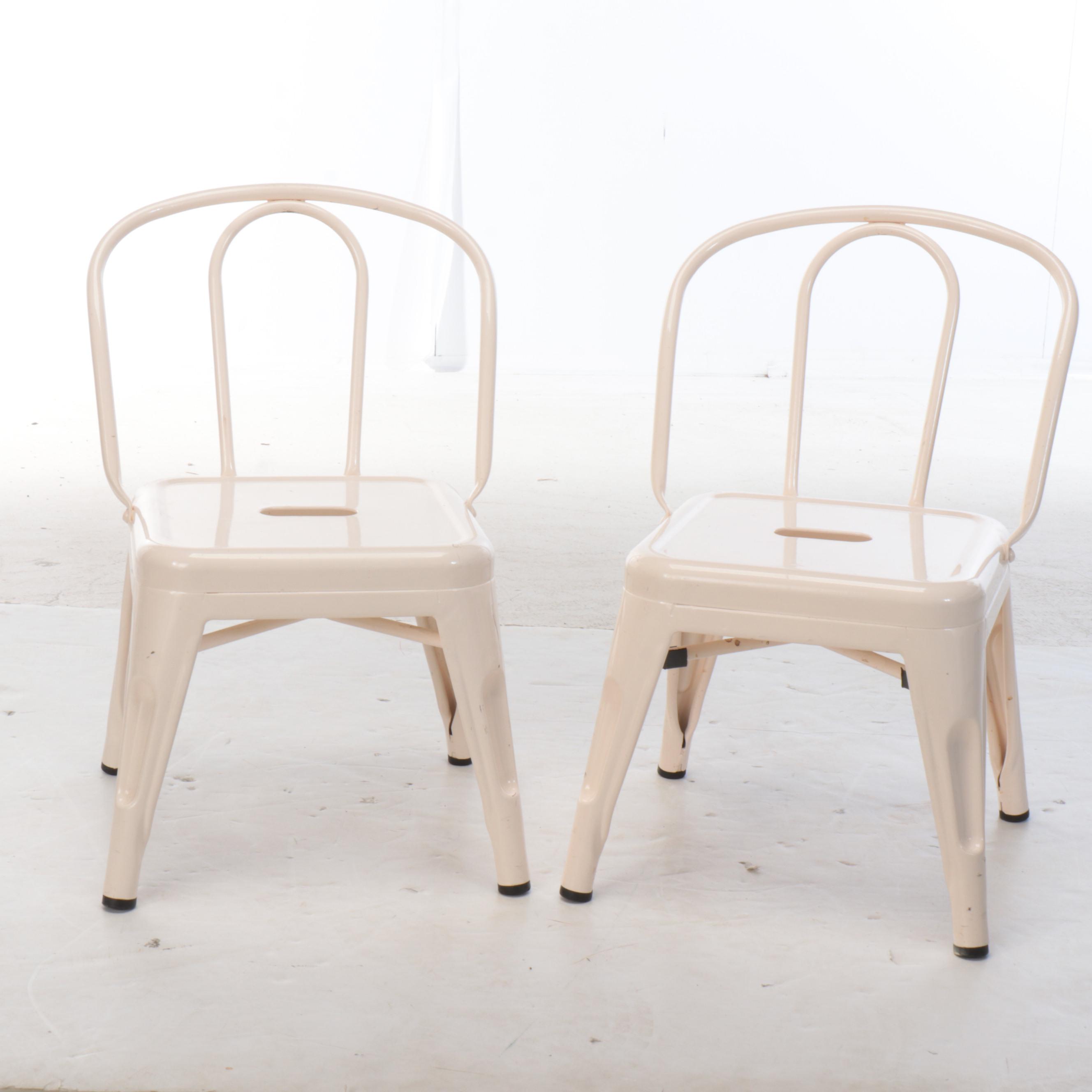 Pair of Creative Co-Op White Metal Stacking Children's Chairs