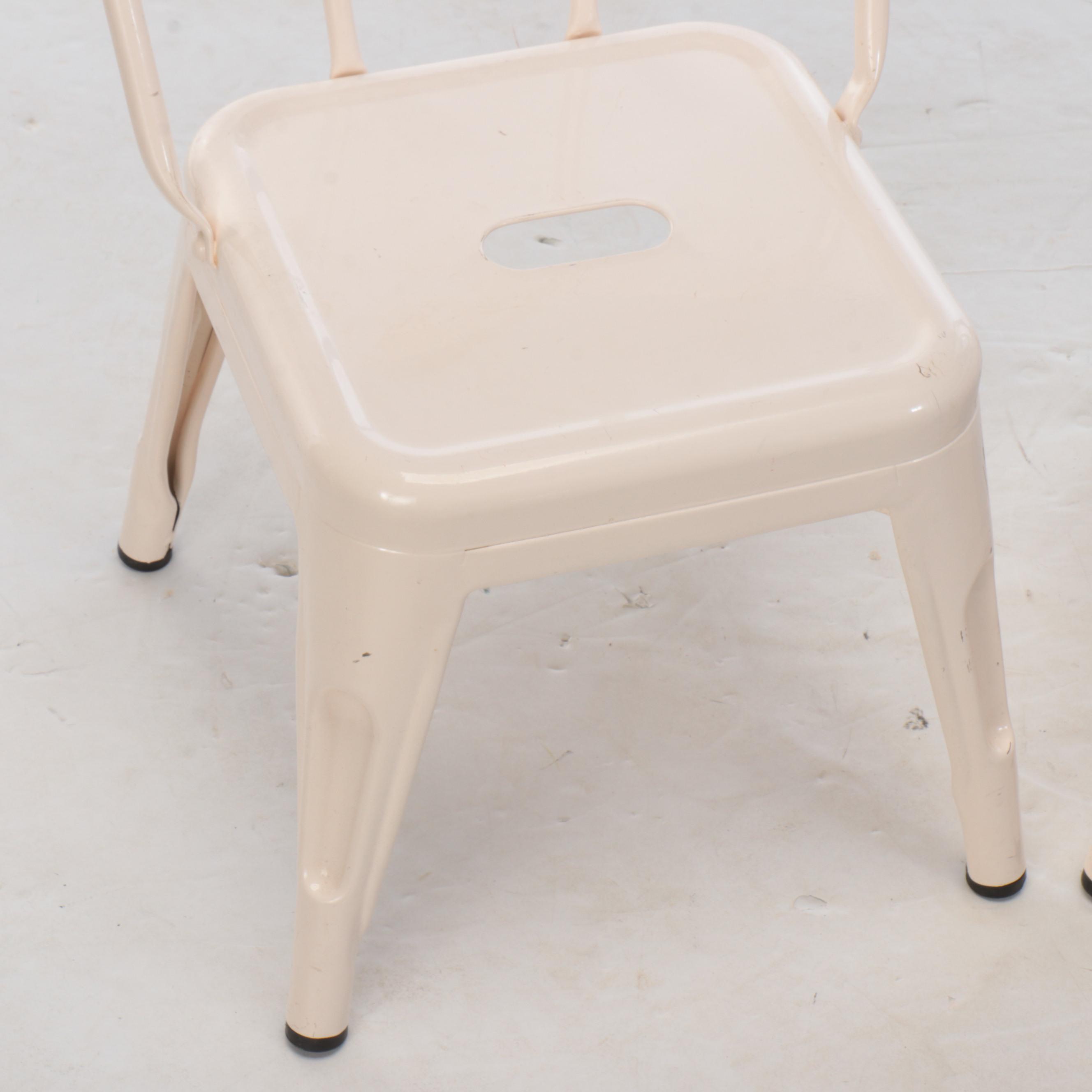 Pair of Creative Co-Op White Metal Stacking Children's Chairs