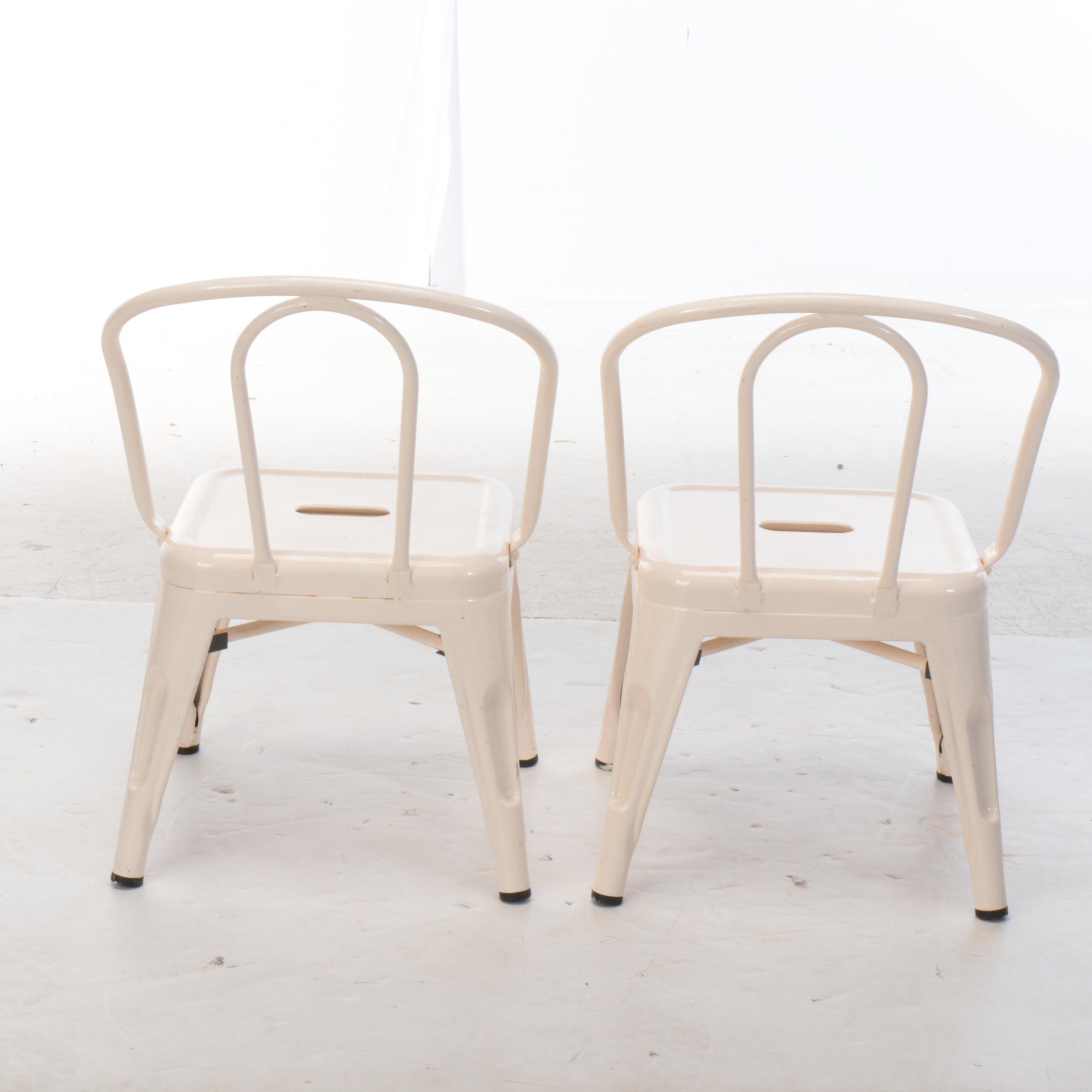 Pair of Creative Co-Op White Metal Stacking Children's Chairs