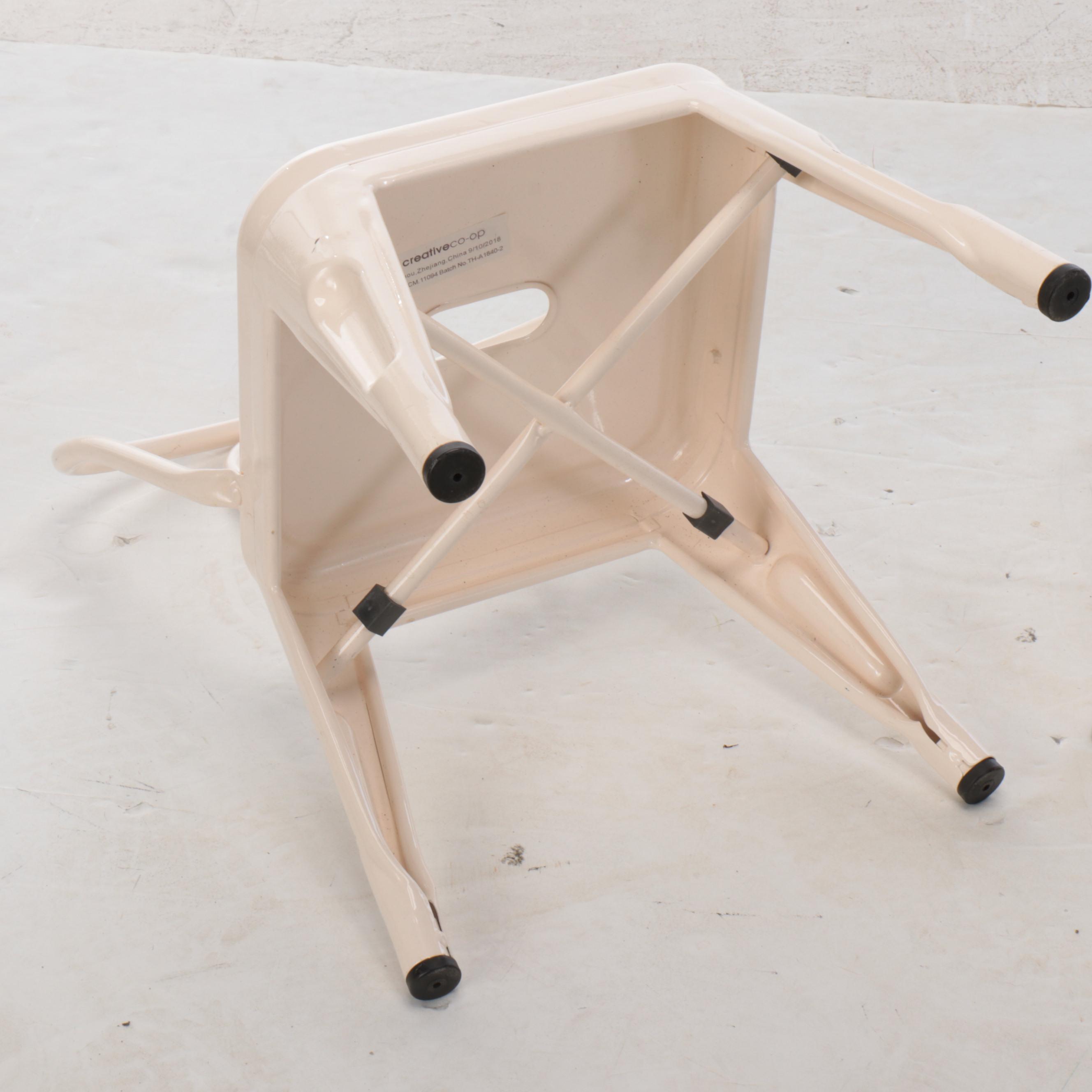 Pair of Creative Co-Op White Metal Stacking Children's Chairs