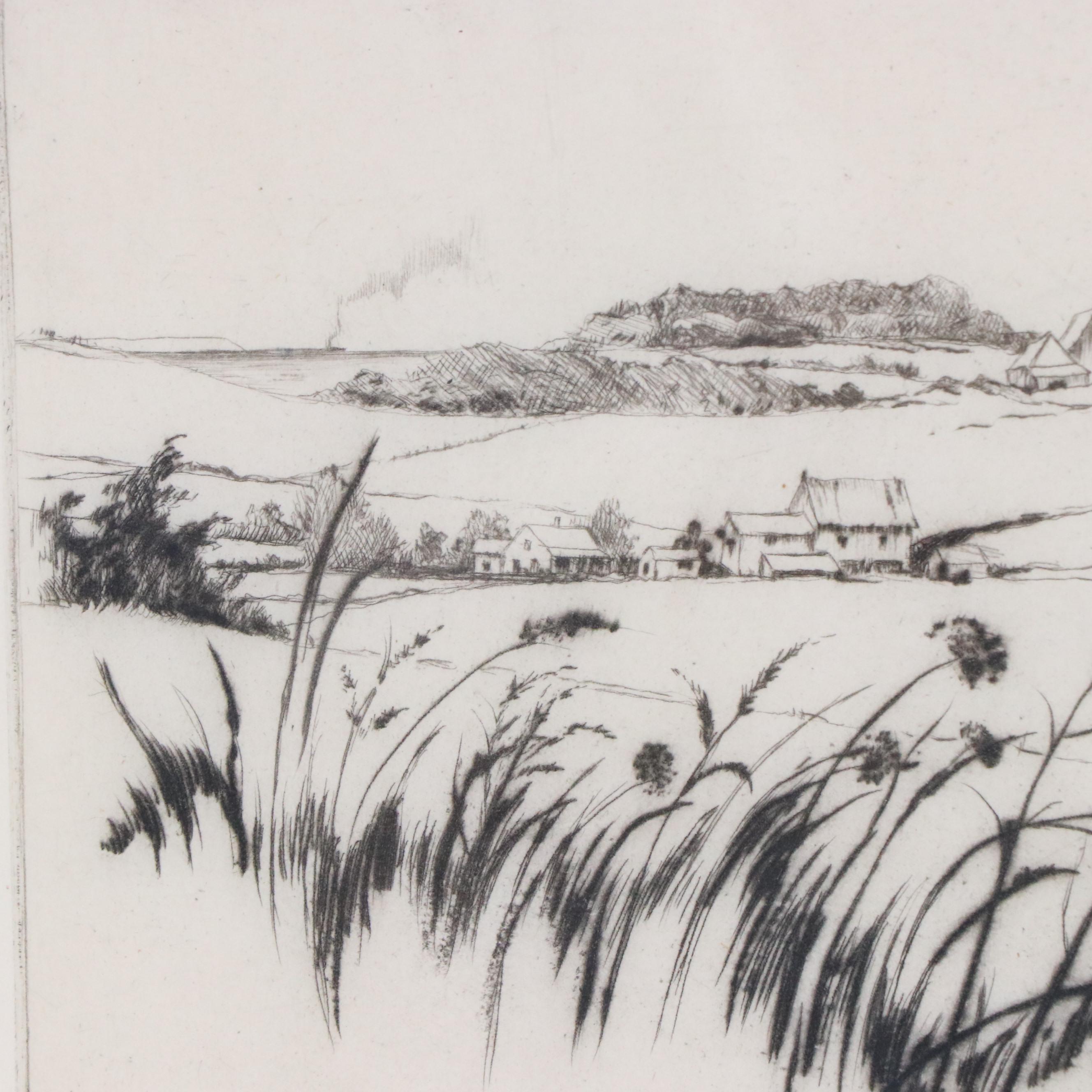 James Swan Cityscape Etching "Bohemian Hills"