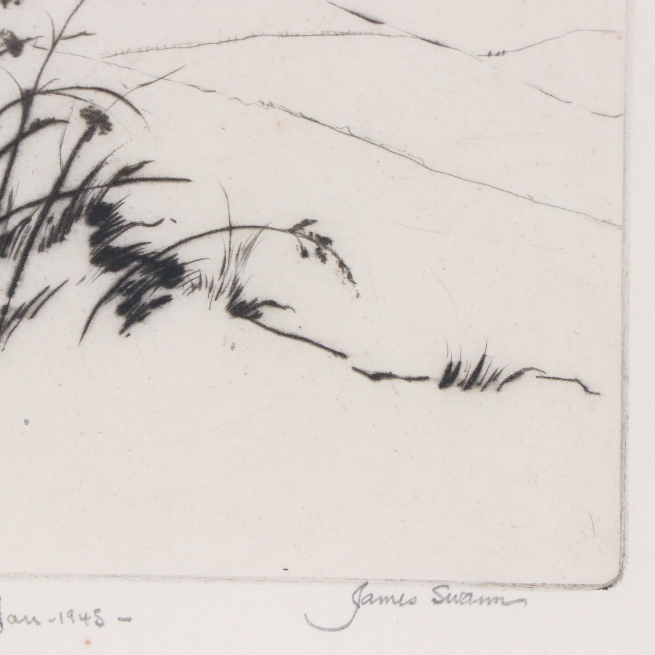 James Swan Cityscape Etching "Bohemian Hills"