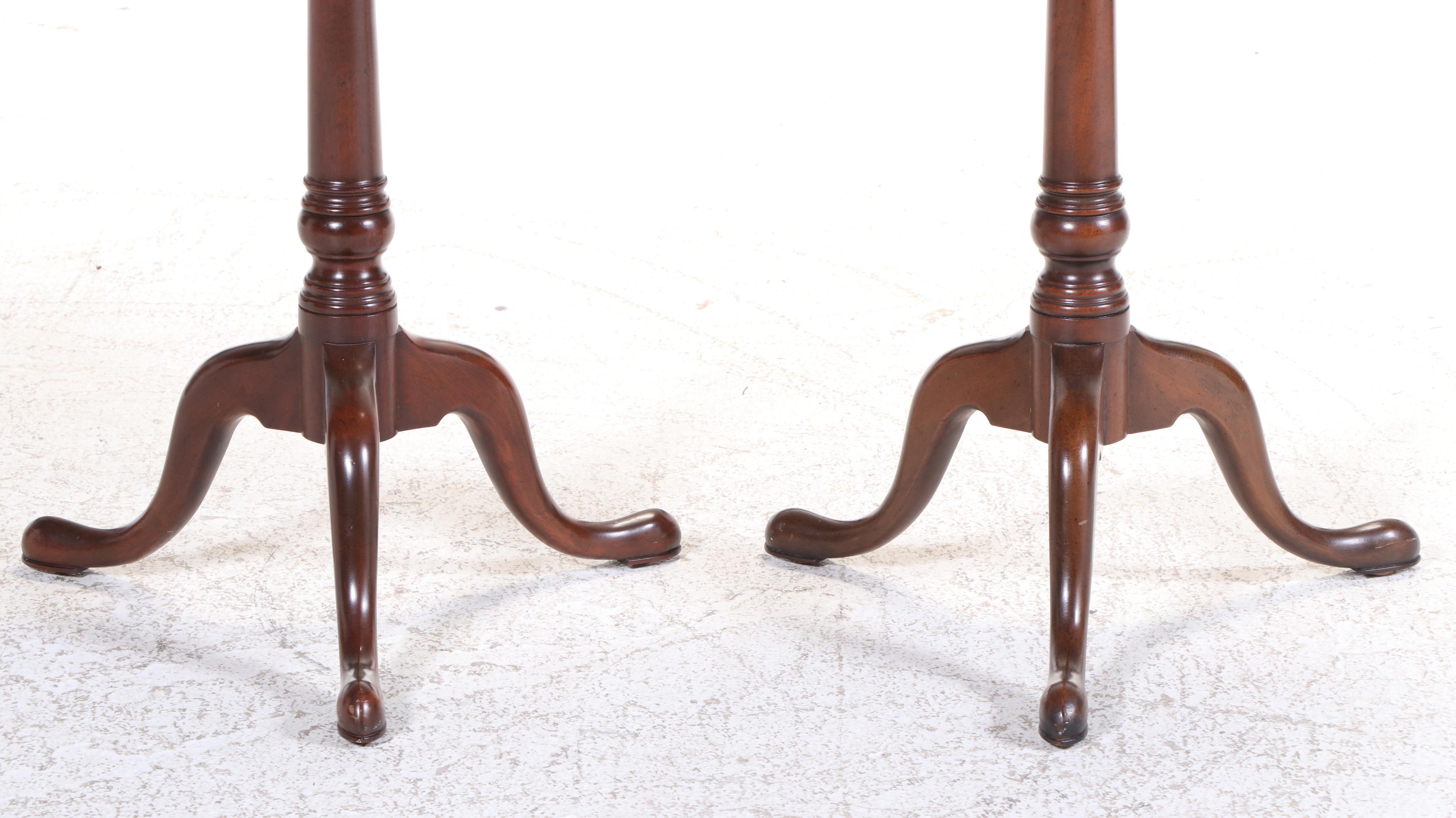 Pair of Kittinger Williamsburg Adaptation Queen Anne Style Mahogany Wine Tables