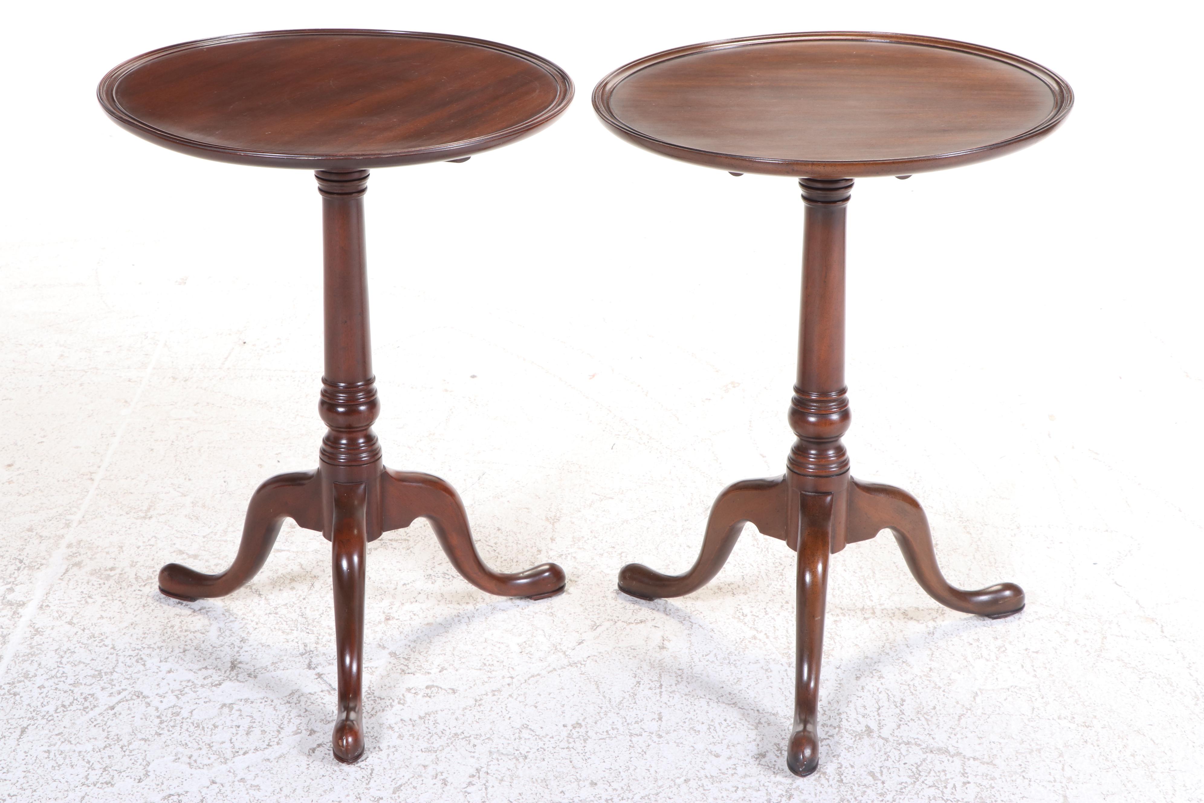 Pair of Kittinger Williamsburg Adaptation Queen Anne Style Mahogany Wine Tables