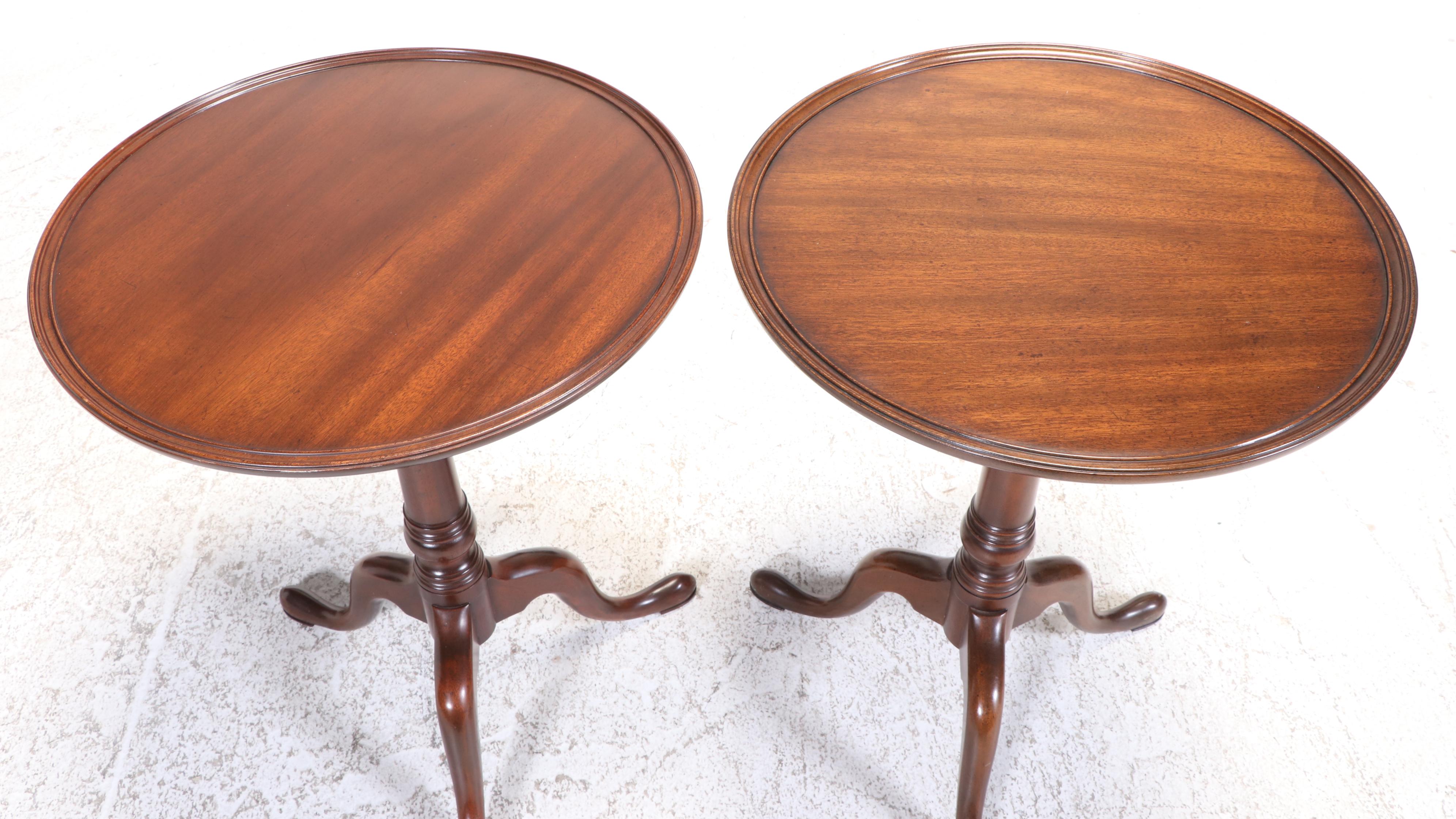 Pair of Kittinger Williamsburg Adaptation Queen Anne Style Mahogany Wine Tables