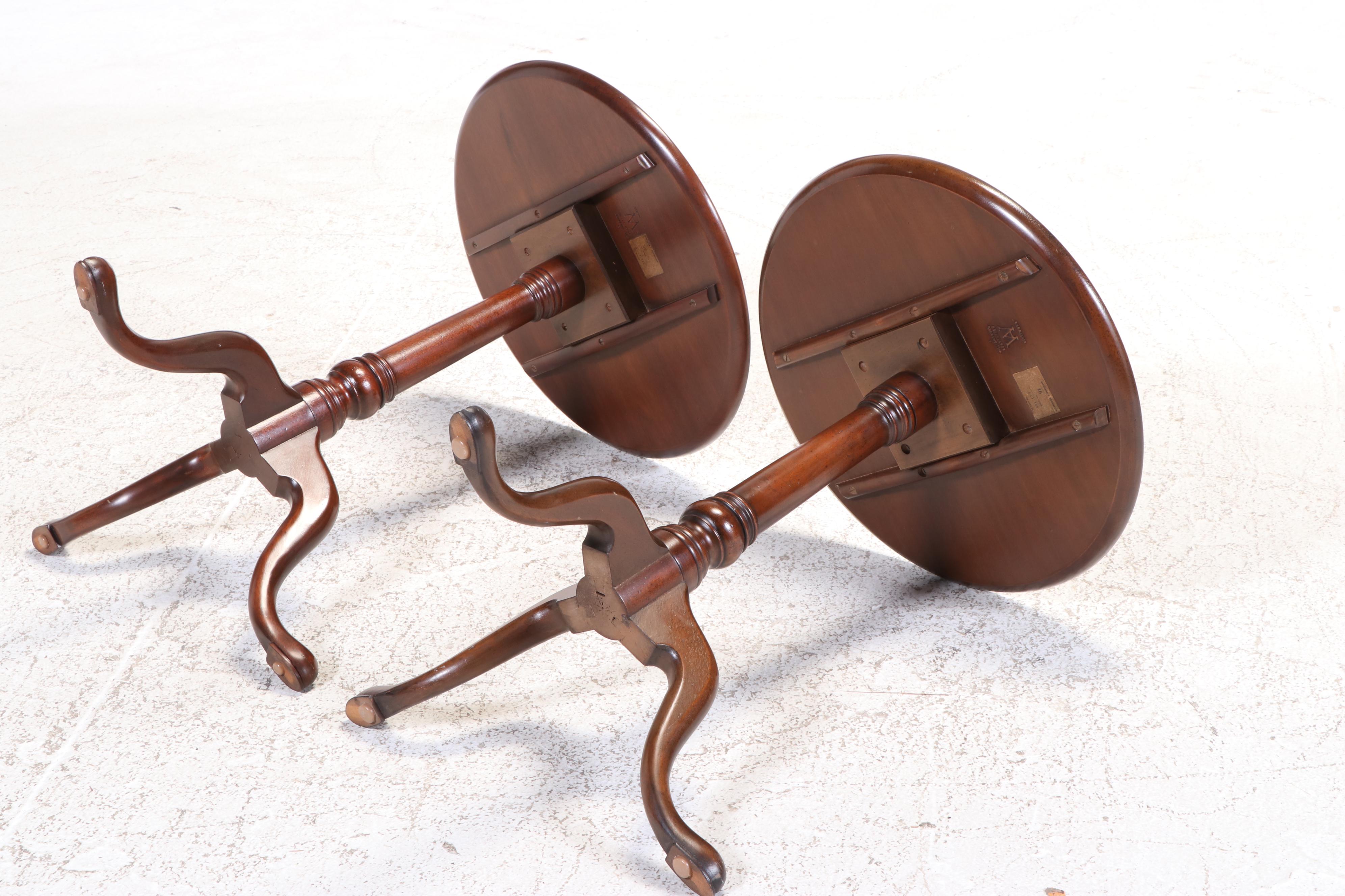 Pair of Kittinger Williamsburg Adaptation Queen Anne Style Mahogany Wine Tables