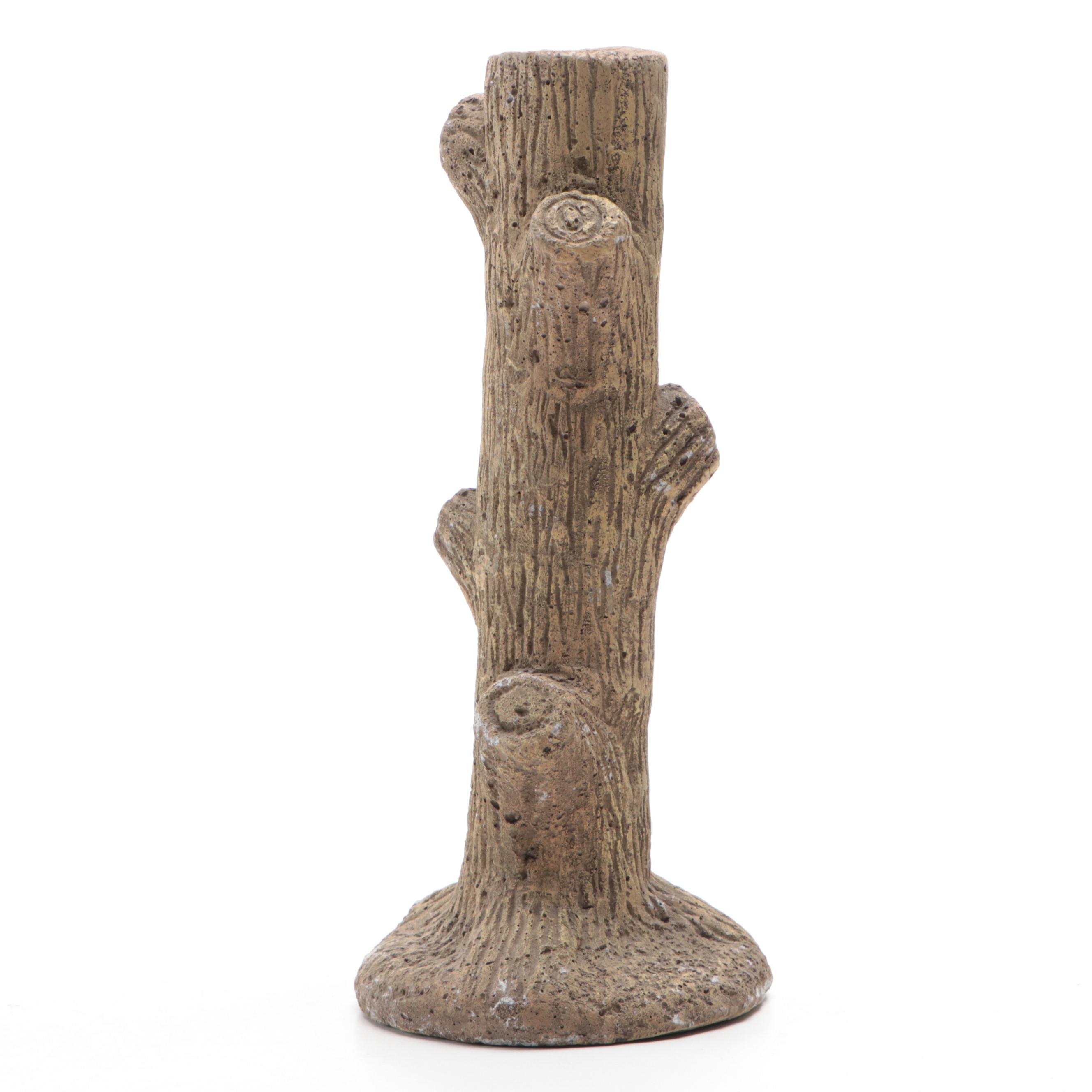 French Majolica Frie Onnaing Geranium Pitcher with Faux Bois Candlestick