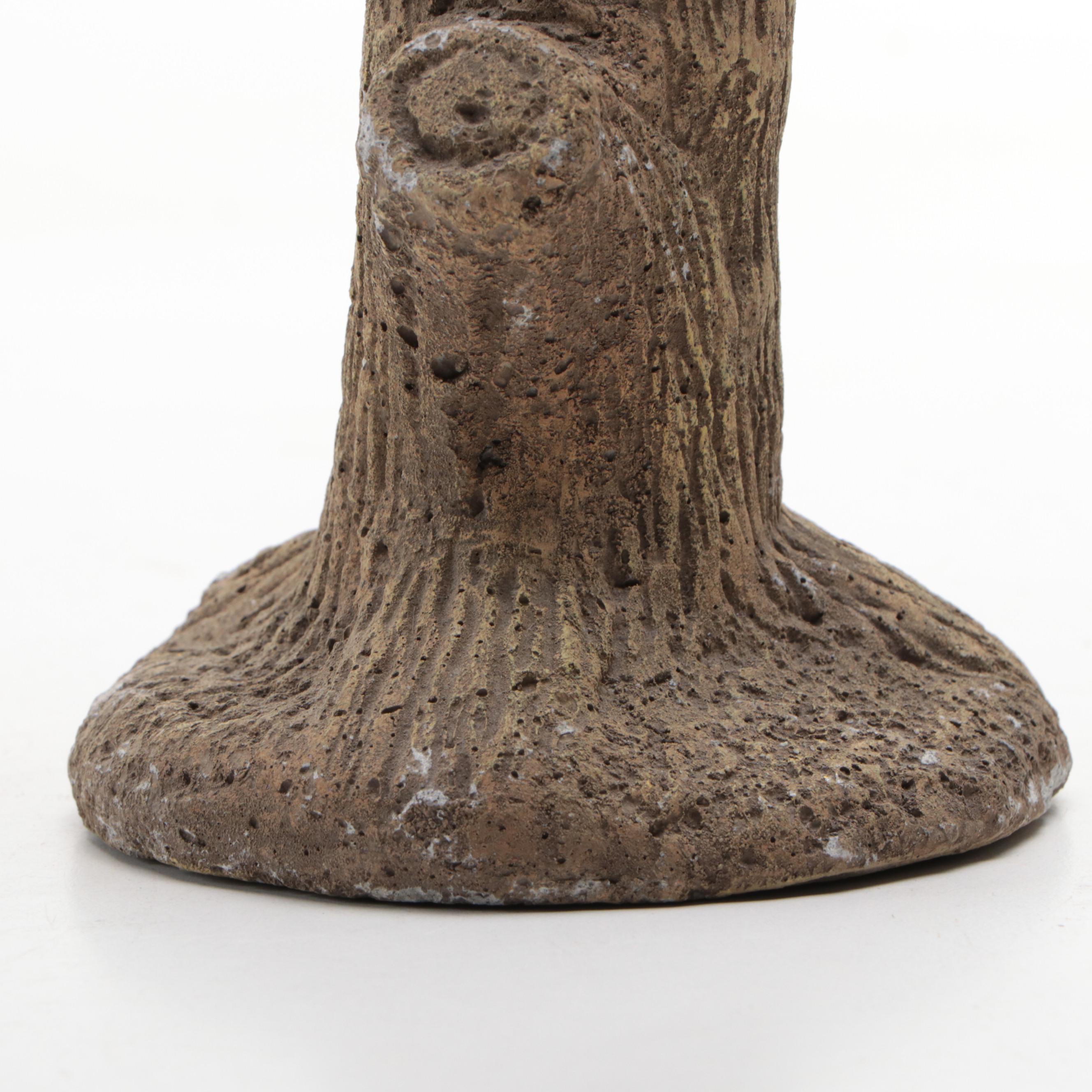 French Majolica Frie Onnaing Geranium Pitcher with Faux Bois Candlestick