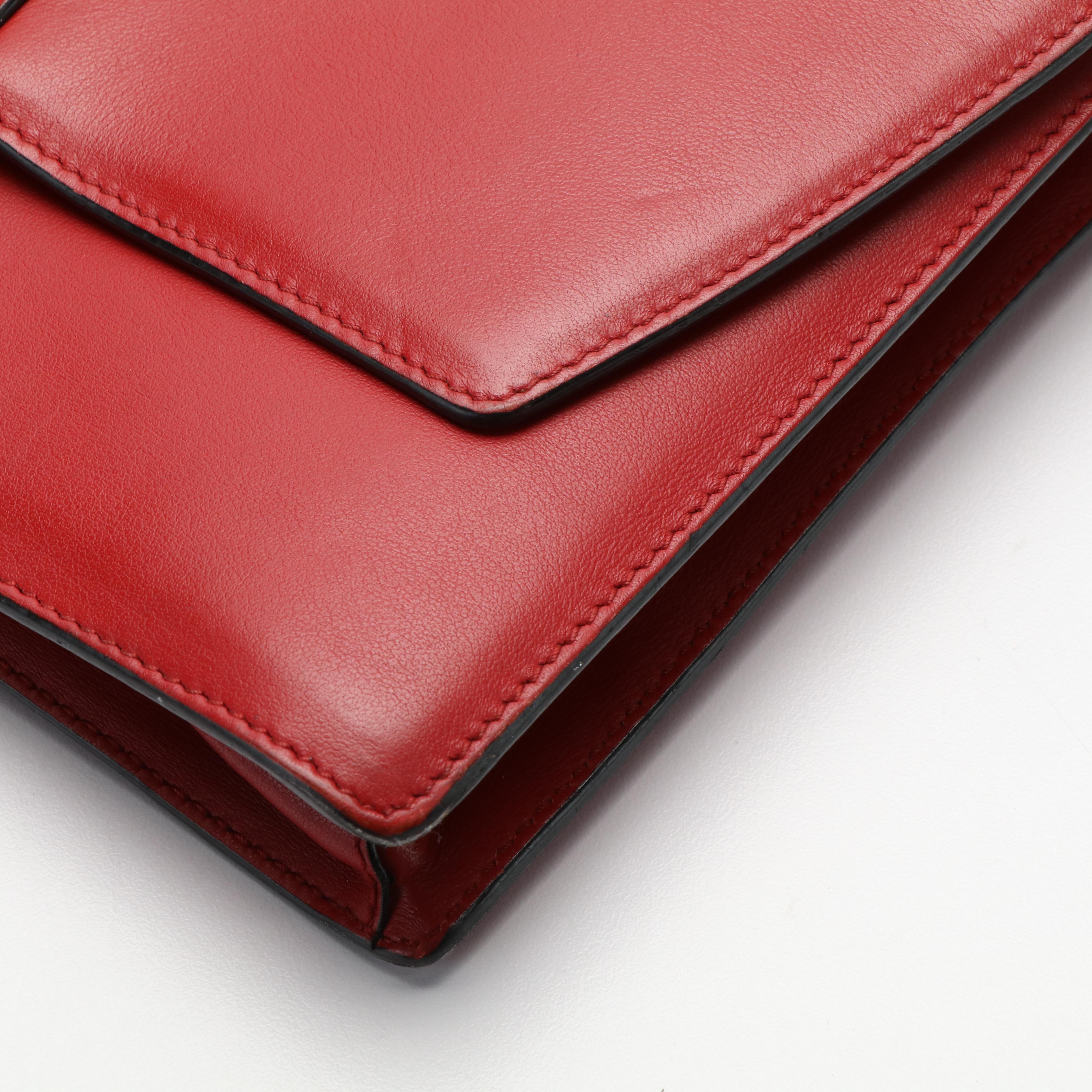 Prada Elektra Studded Crossbody Bag in Red Calf and Saffiano Leather