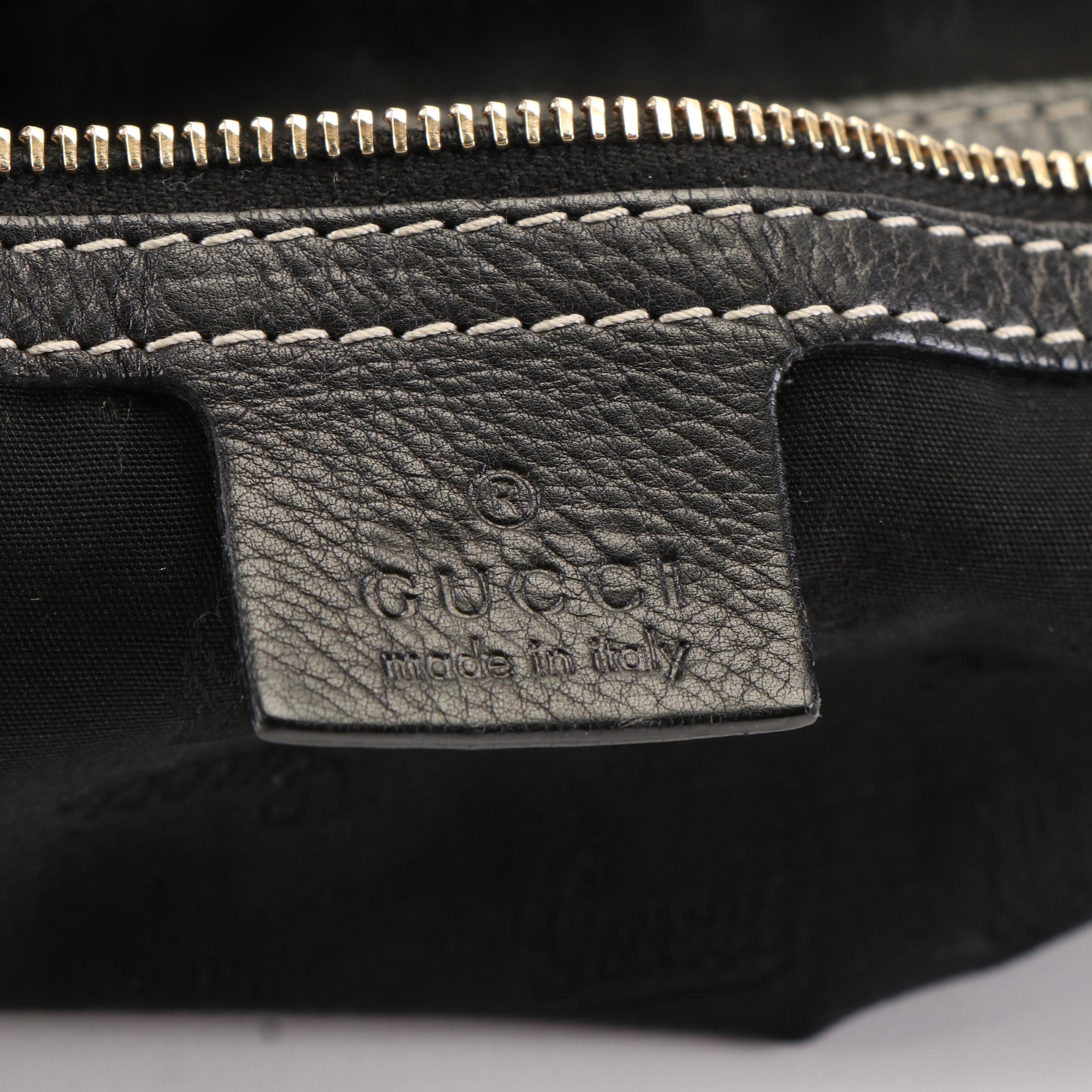 Gucci Medium Crest Boule Hobo Bag in Black Calfskin