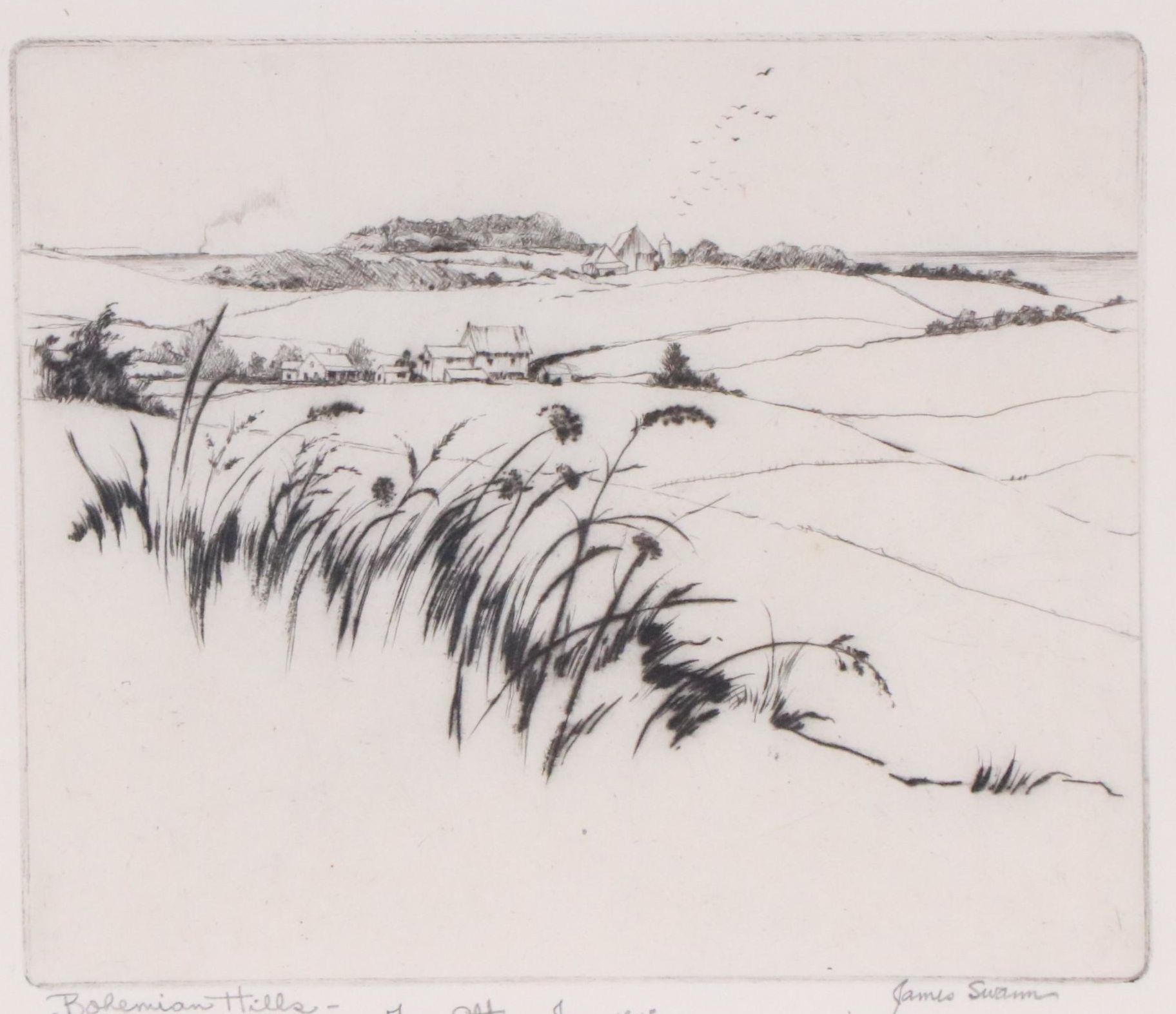 James Swan Cityscape Etching "Bohemian Hills"