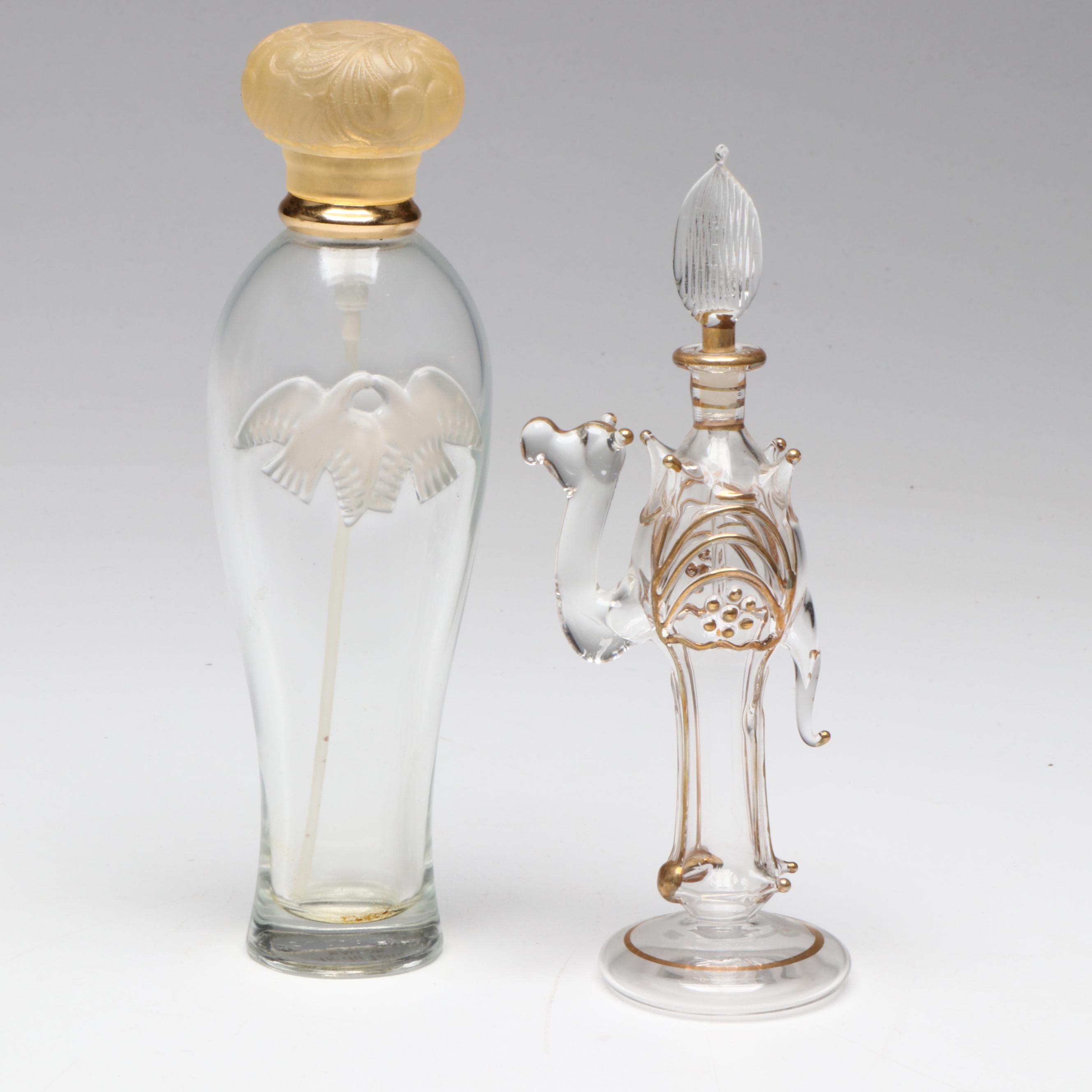 International Silver Glass & Sterling Inkwell, Perfume Bottles & Vanity Décor