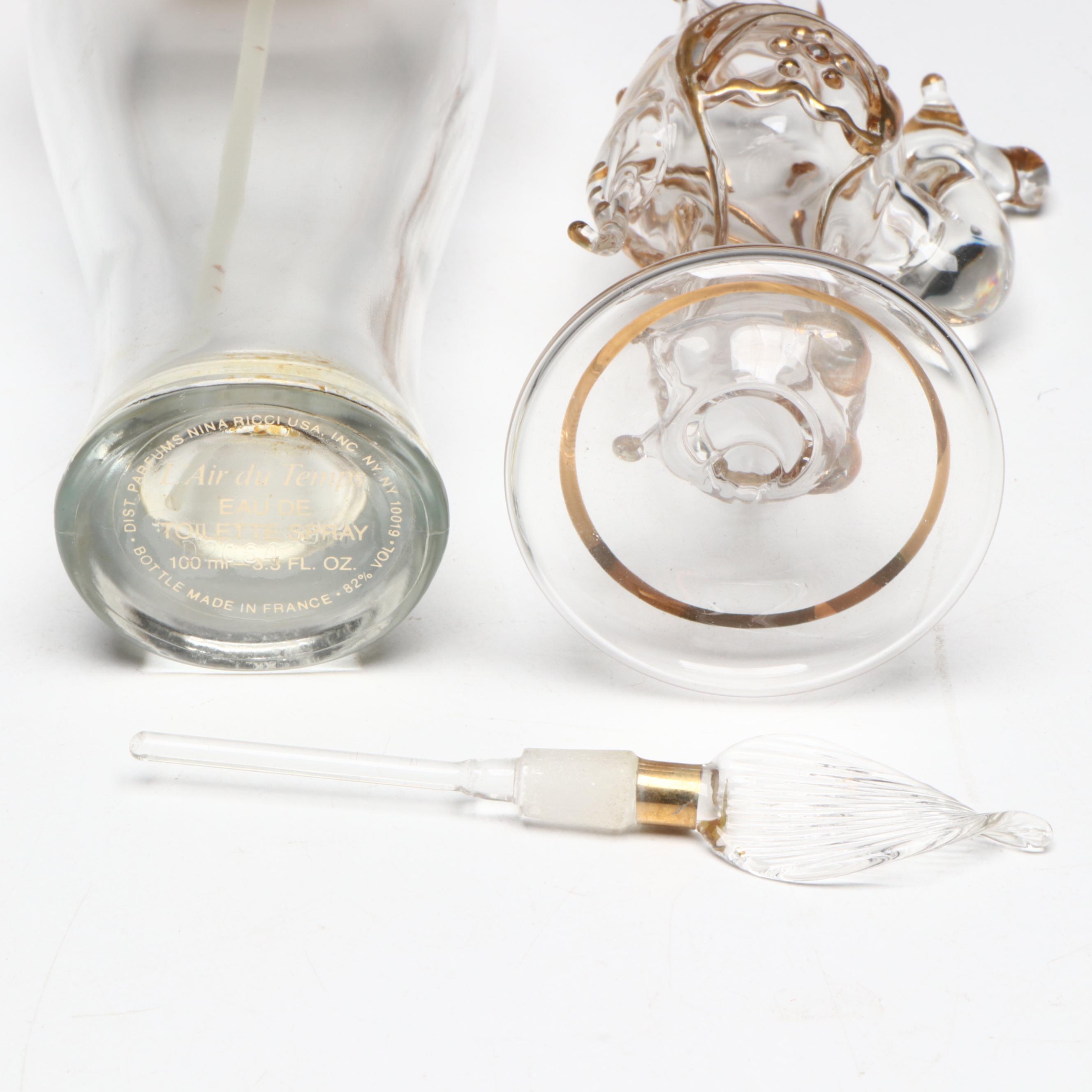 International Silver Glass & Sterling Inkwell, Perfume Bottles & Vanity Décor