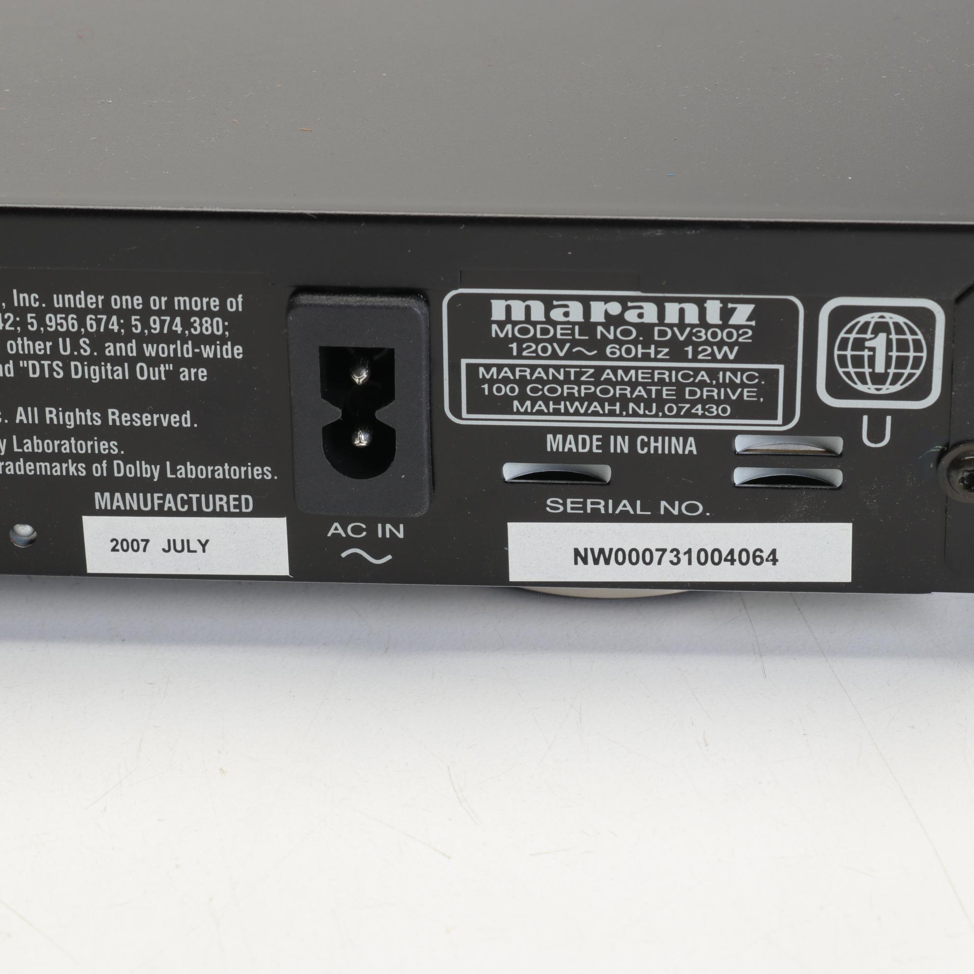 Marantz DVD Player with Belkin Pure AV Theater Battery