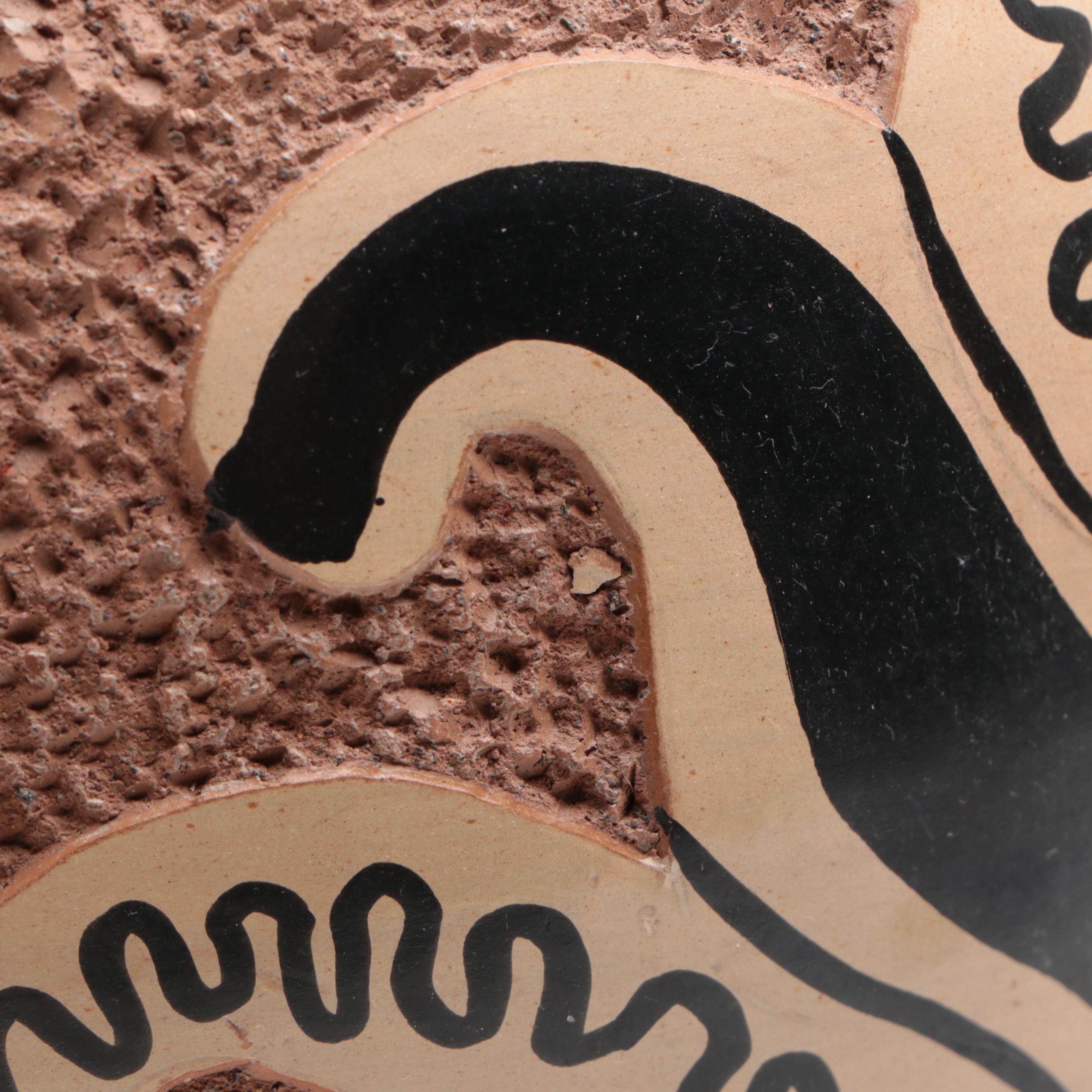 Hand-Crafted Nicaraguan Pottery Vase with Pre-Columbian Nicoya Style Figure