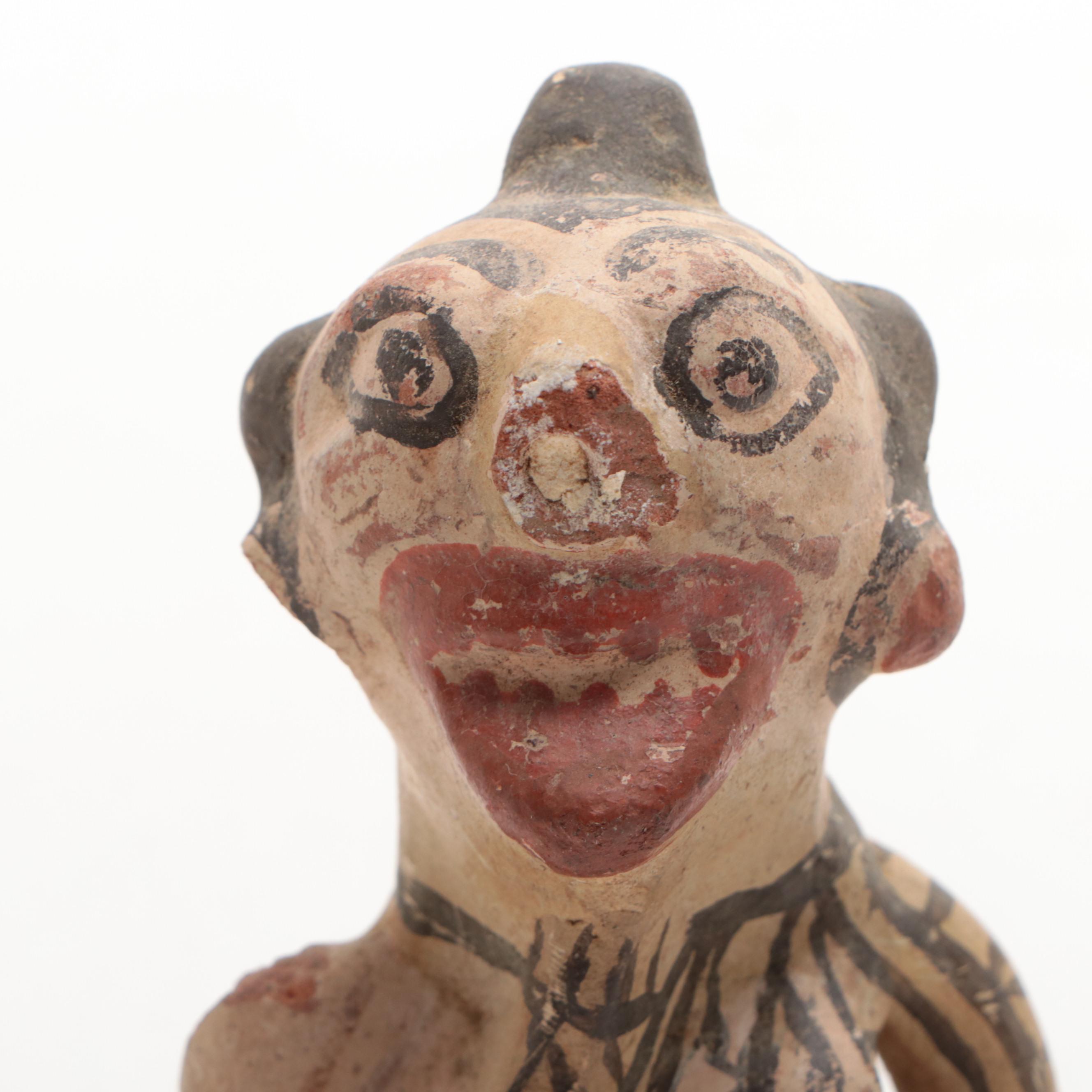 Hand-Crafted Nicaraguan Pottery Vase with Pre-Columbian Nicoya Style Figure