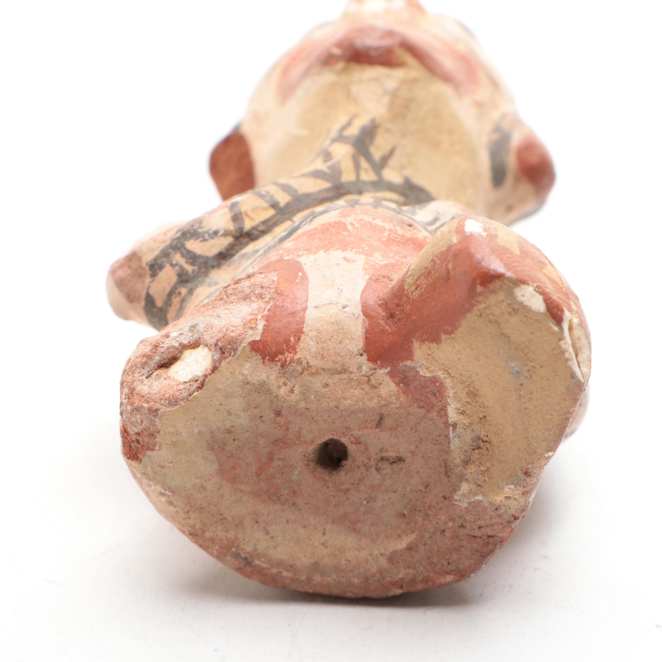 Hand-Crafted Nicaraguan Pottery Vase with Pre-Columbian Nicoya Style Figure