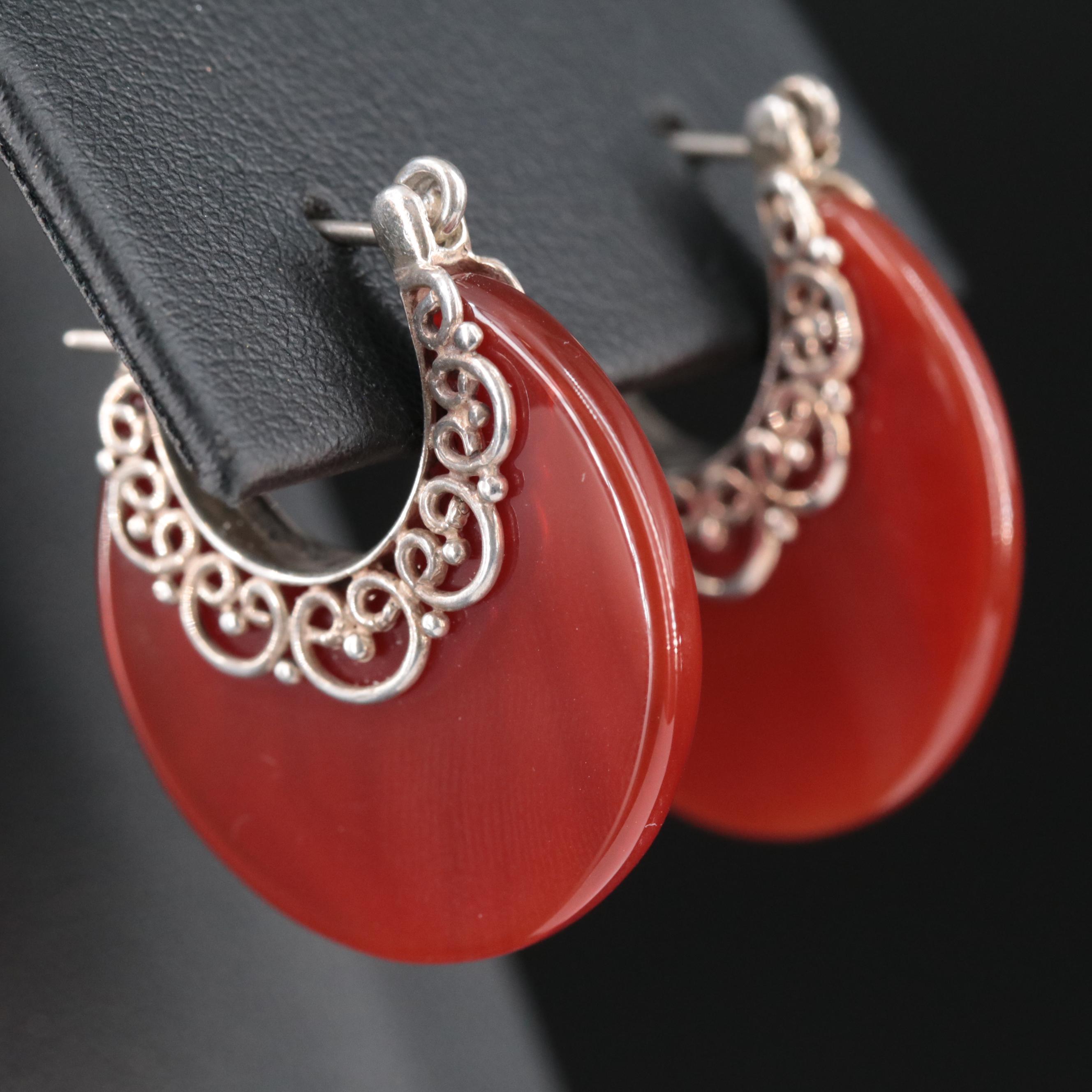 Meran Sterling Carnelian Earrings