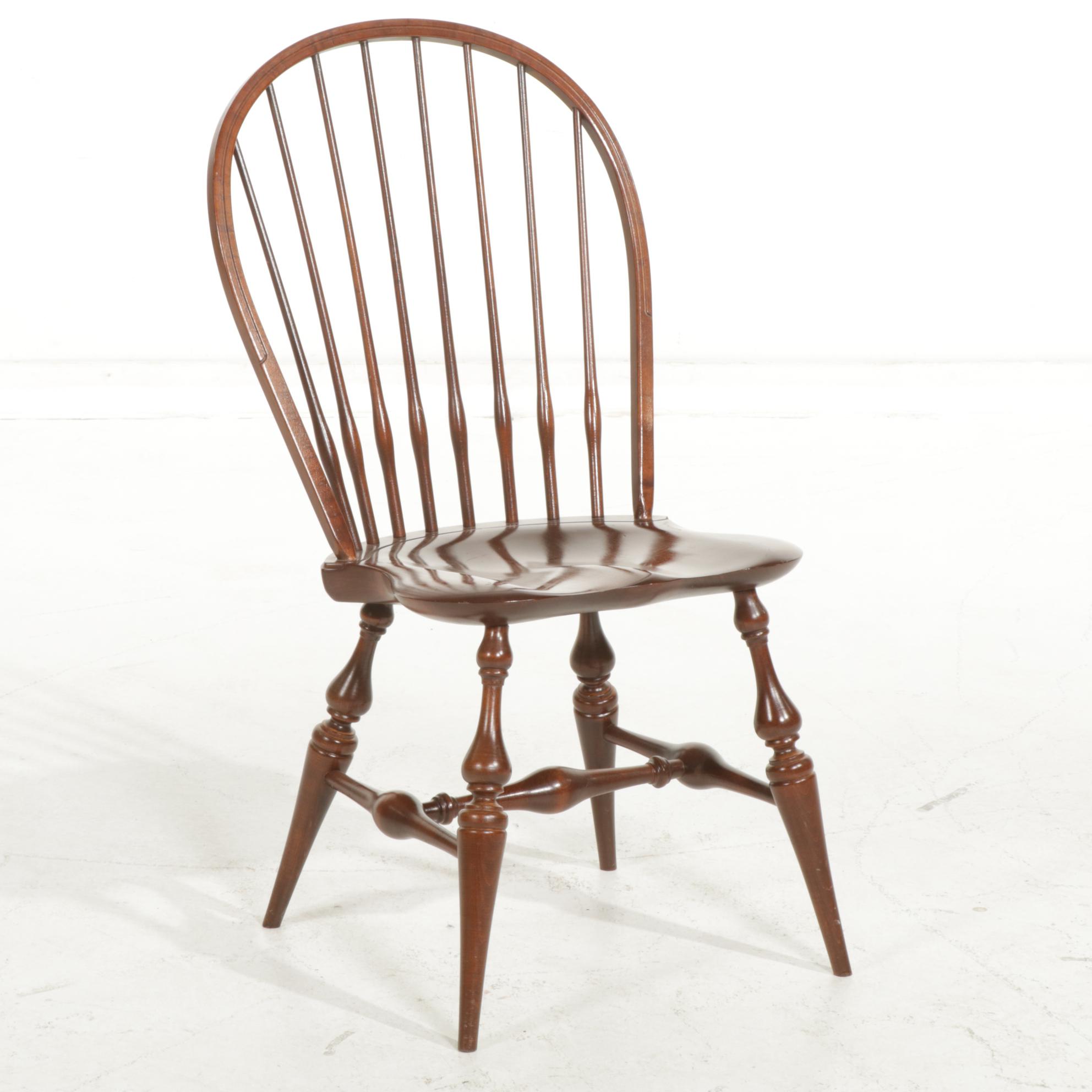 Four E.R. Buck Solid Maple Windsor Chairs, Late 20th Century