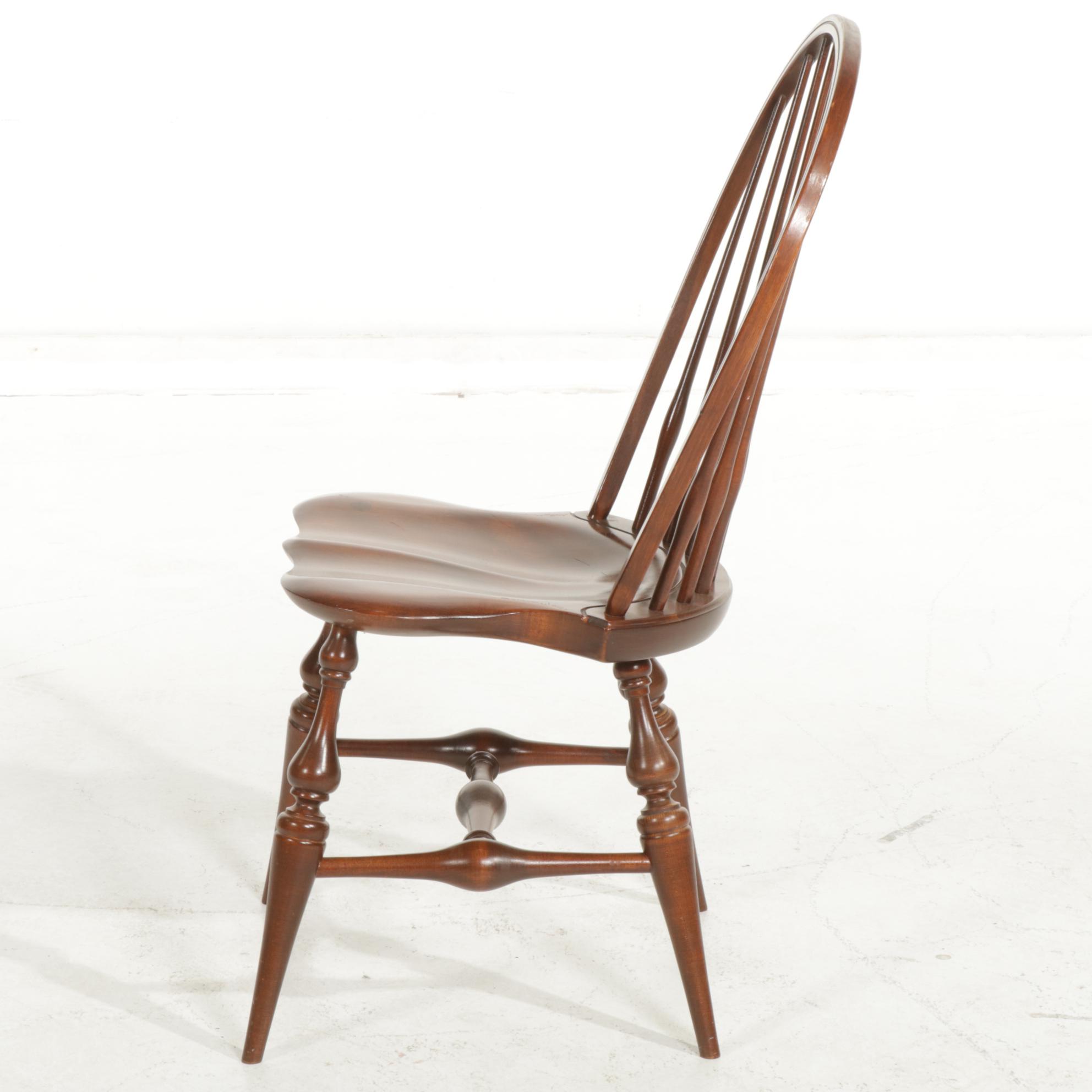 Four E.R. Buck Solid Maple Windsor Chairs, Late 20th Century