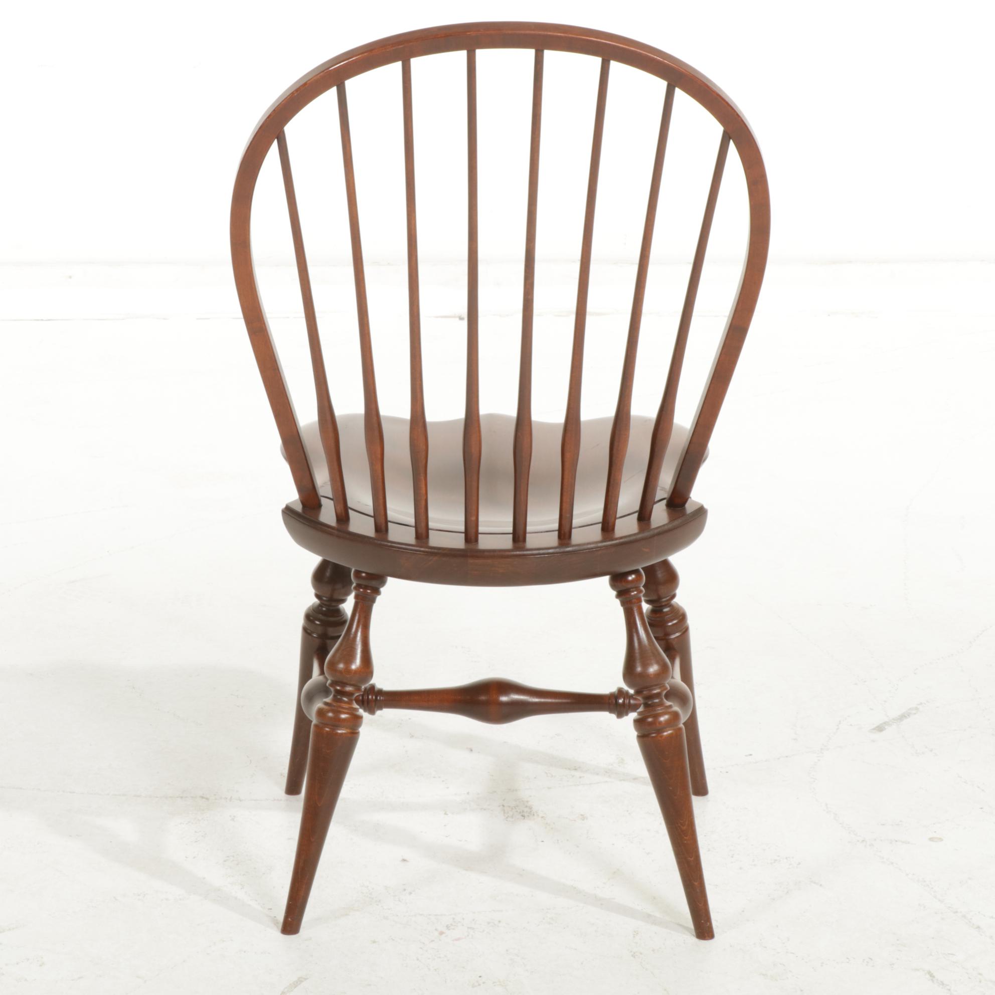 Four E.R. Buck Solid Maple Windsor Chairs, Late 20th Century
