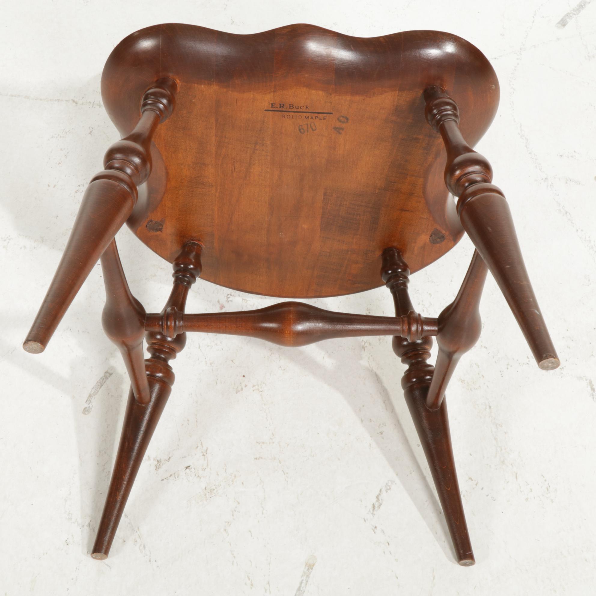 Four E.R. Buck Solid Maple Windsor Chairs, Late 20th Century